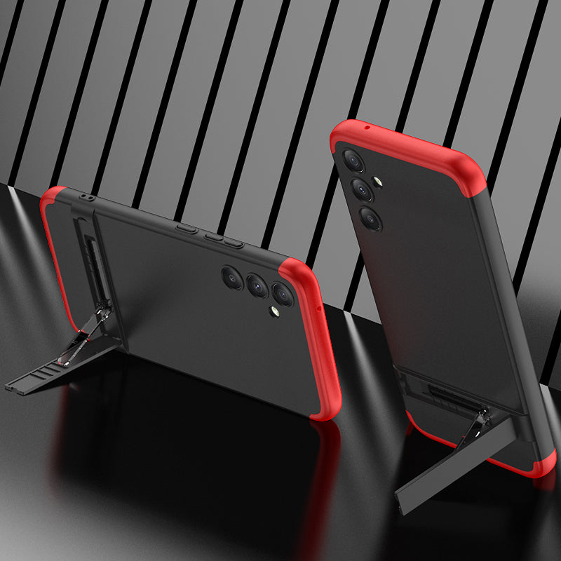 LEEKA Samsung A34 Full 3in1 Cover 360º Shockproof Armor Hard Matte PC Case with Stand