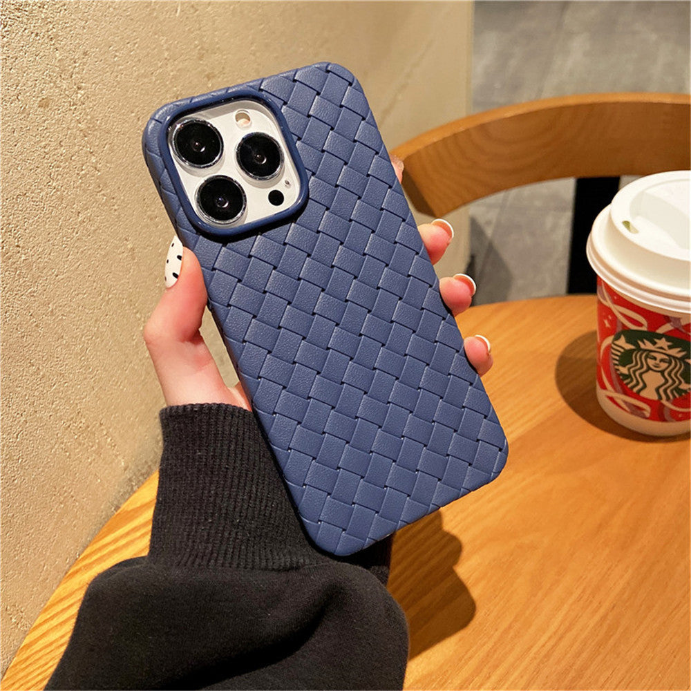 iPhone 13 Pro Cross Grid Weaving Pattern Design Silicone Case back Cover