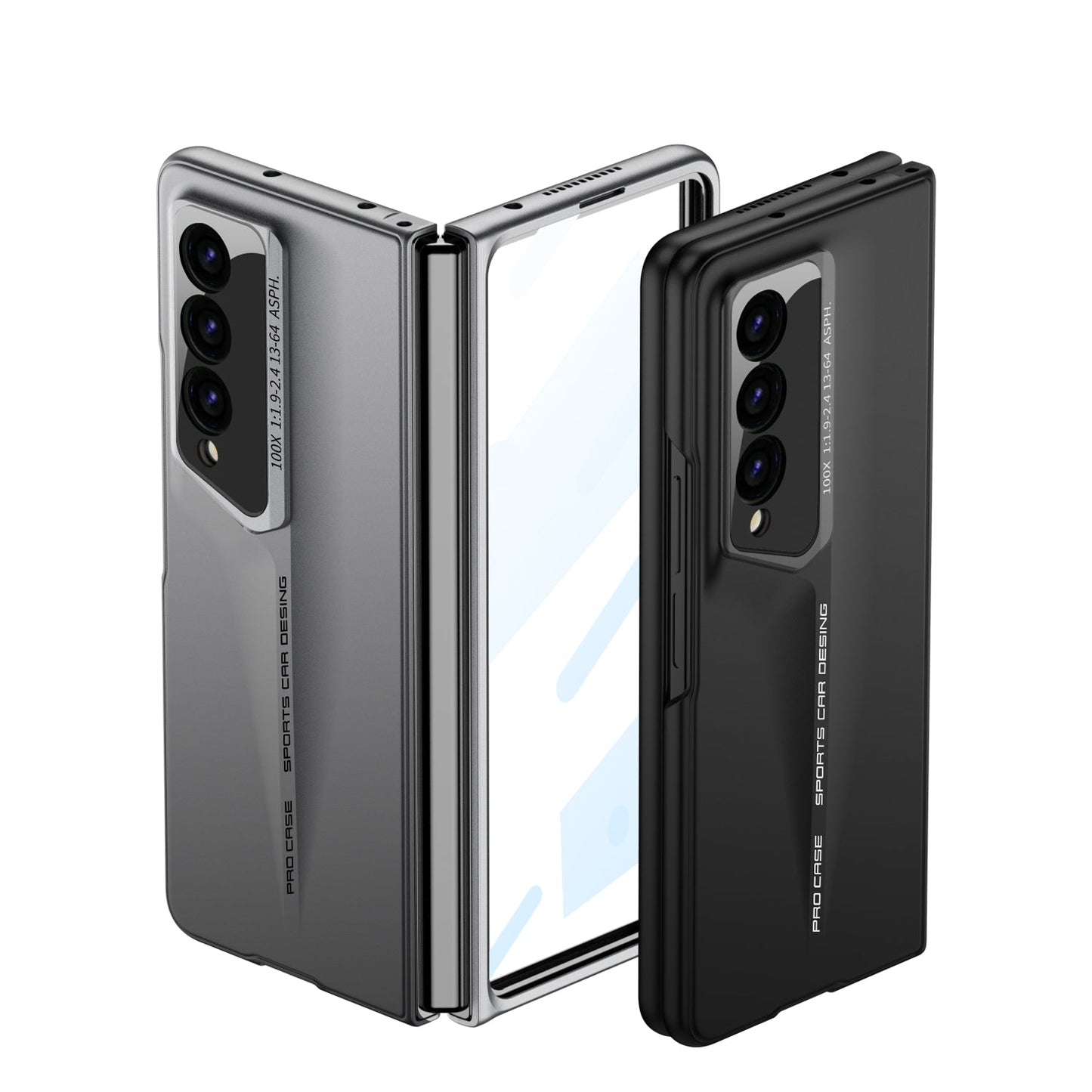 LEEKA Samsung Z Fold 4 case with Super Luxury Sport car fiber Pro case design with free inbuilt Screen Protector