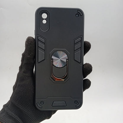 Redmi 9A Hard PC Case with Ring Holder - Shockproof Slim Cover