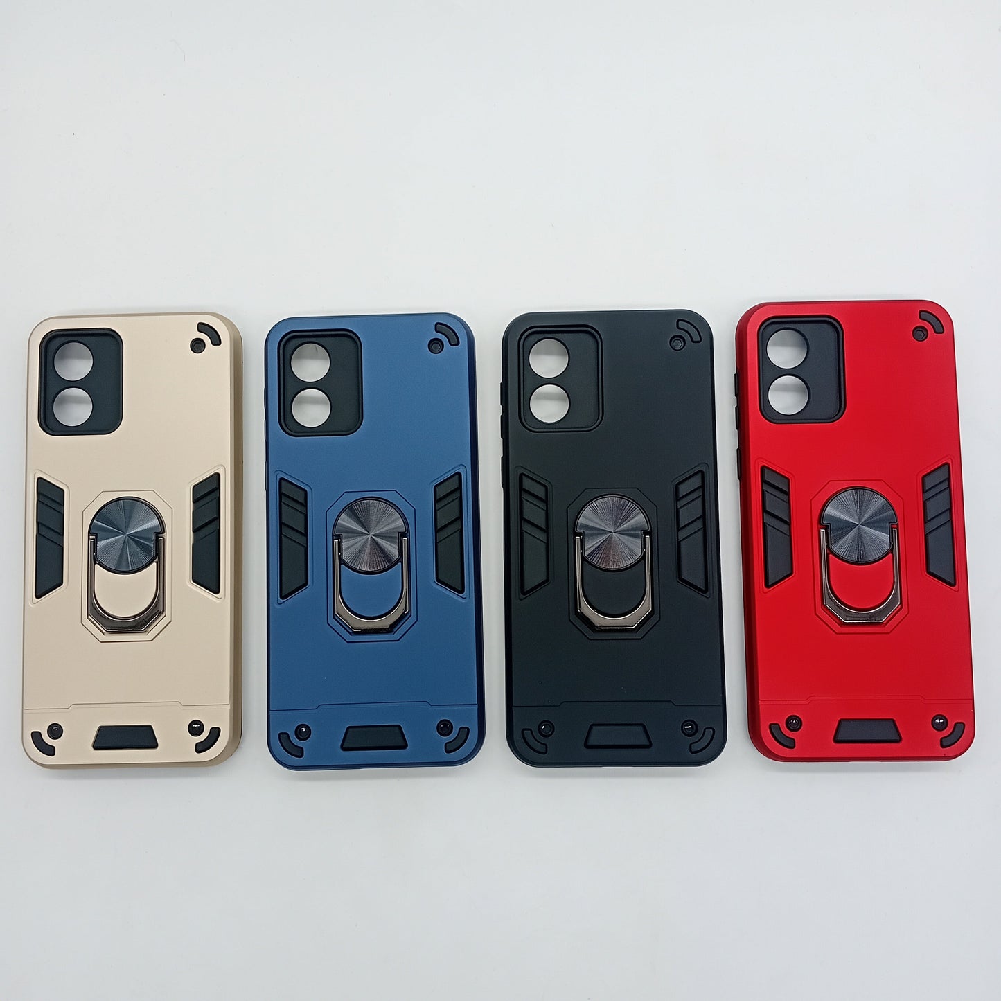 Motorola E13 Case: Slim, Shockproof Hard PC Back Cover w/ Ring Holder