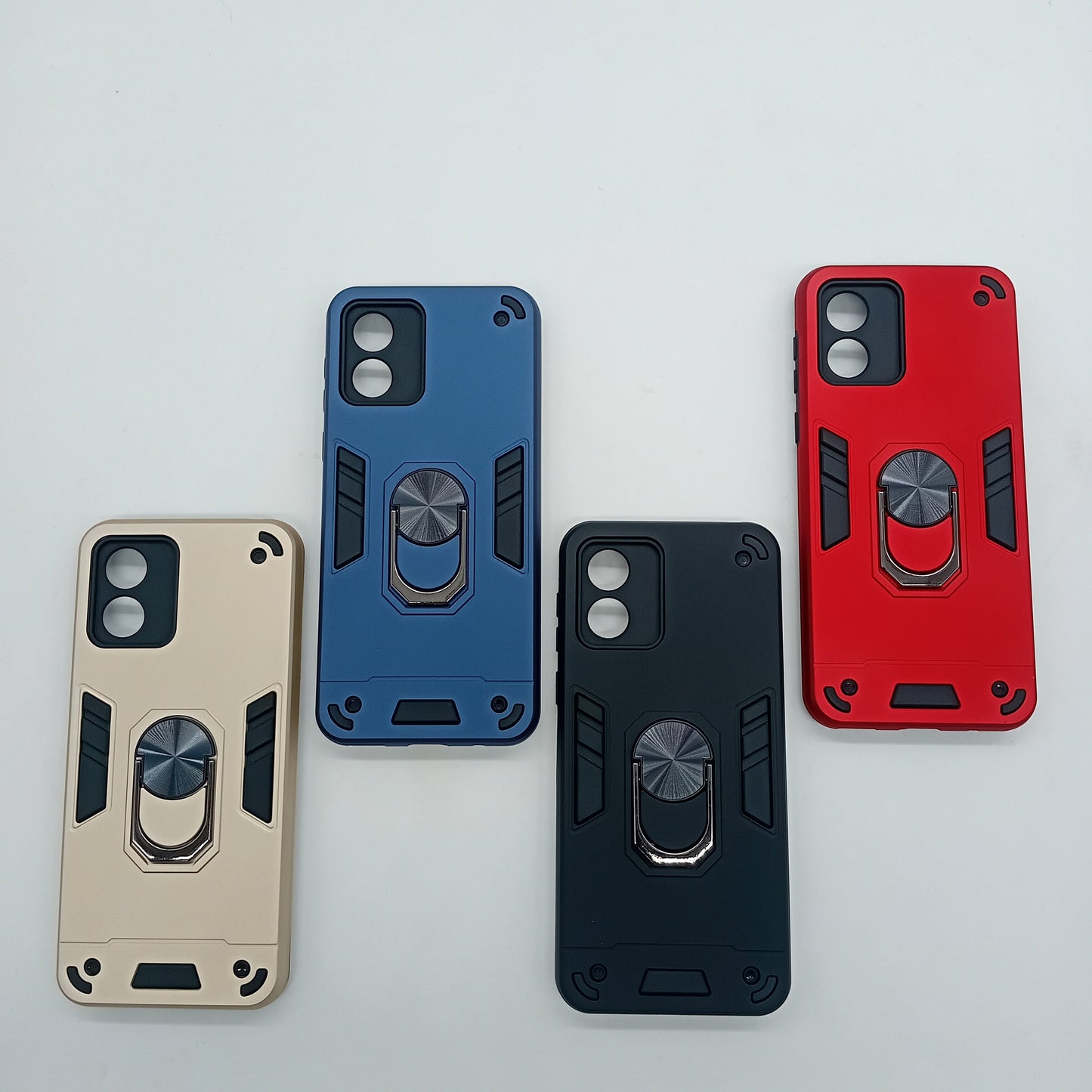 Motorola E13 Case: Slim, Shockproof Hard PC Back Cover w/ Ring Holder
