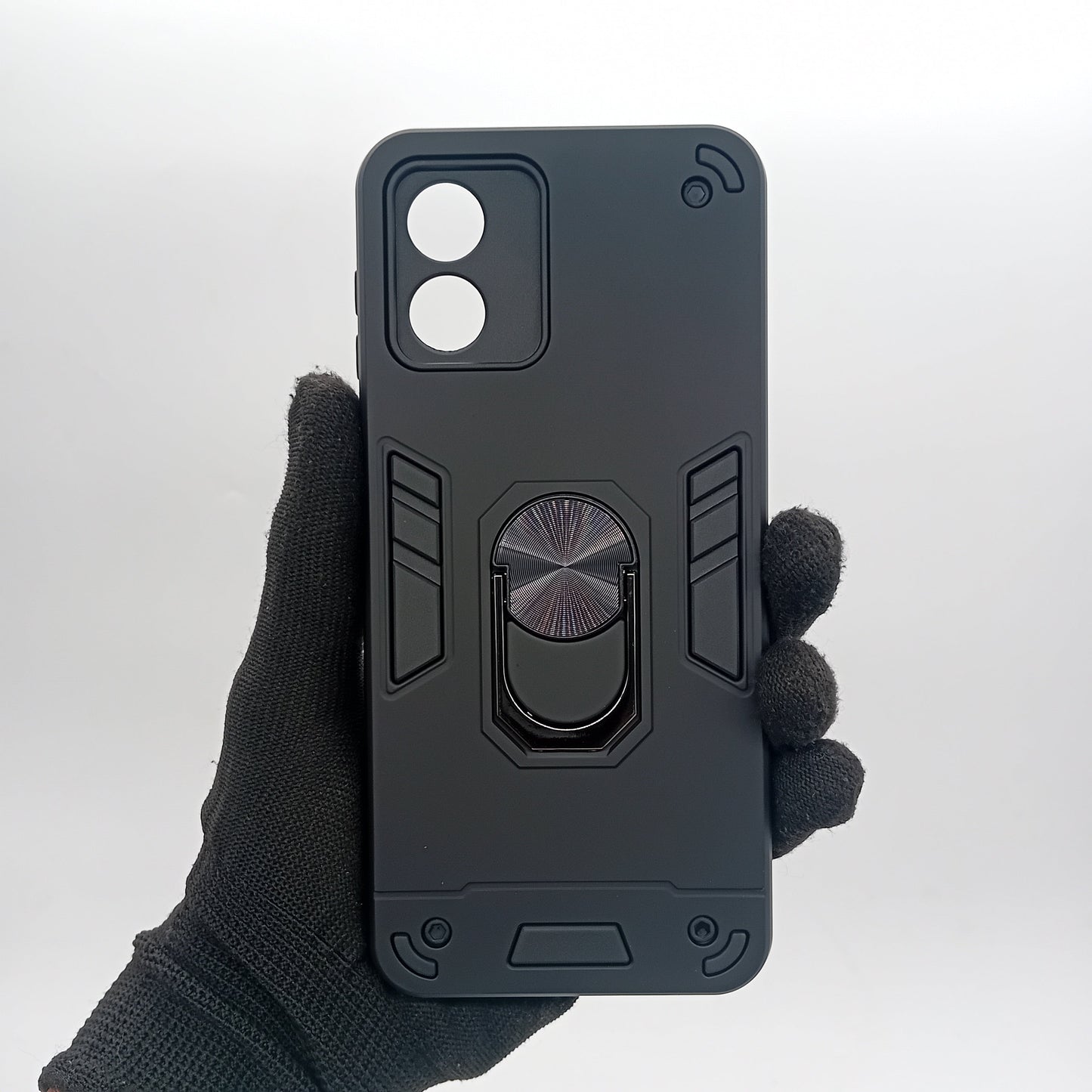 Motorola E13 Case: Slim, Shockproof Hard PC Back Cover w/ Ring Holder