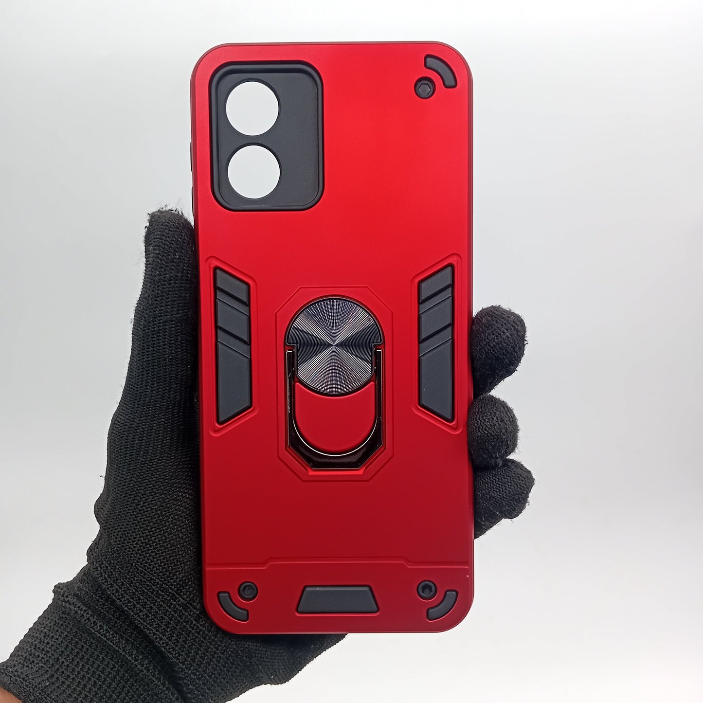 Motorola E13 Case: Slim, Shockproof Hard PC Back Cover w/ Ring Holder