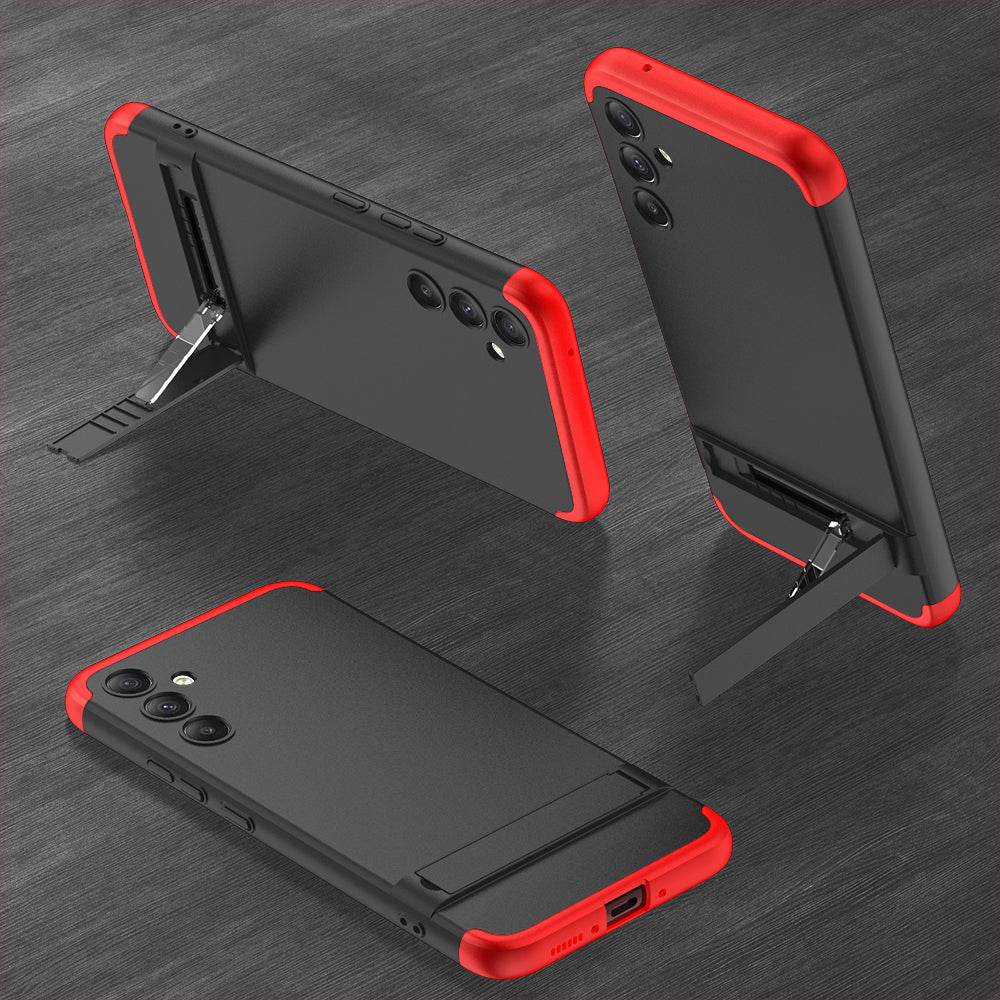LEEKA Samsung A34 Full 3in1 Cover 360º Shockproof Armor Hard Matte PC Case with Stand
