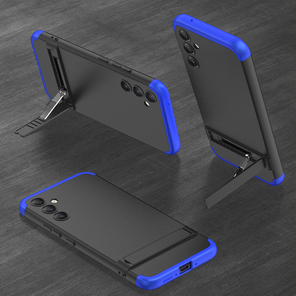 LEEKA Samsung A34 Full 3in1 Cover 360º Shockproof Armor Hard Matte PC Case with Stand