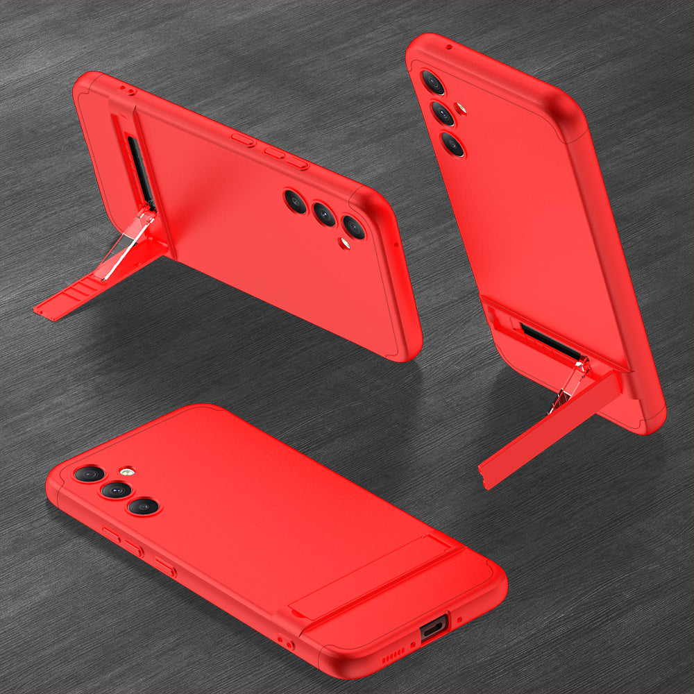 LEEKA Samsung A34 Full 3in1 Cover 360º Shockproof Armor Hard Matte PC Case with Stand