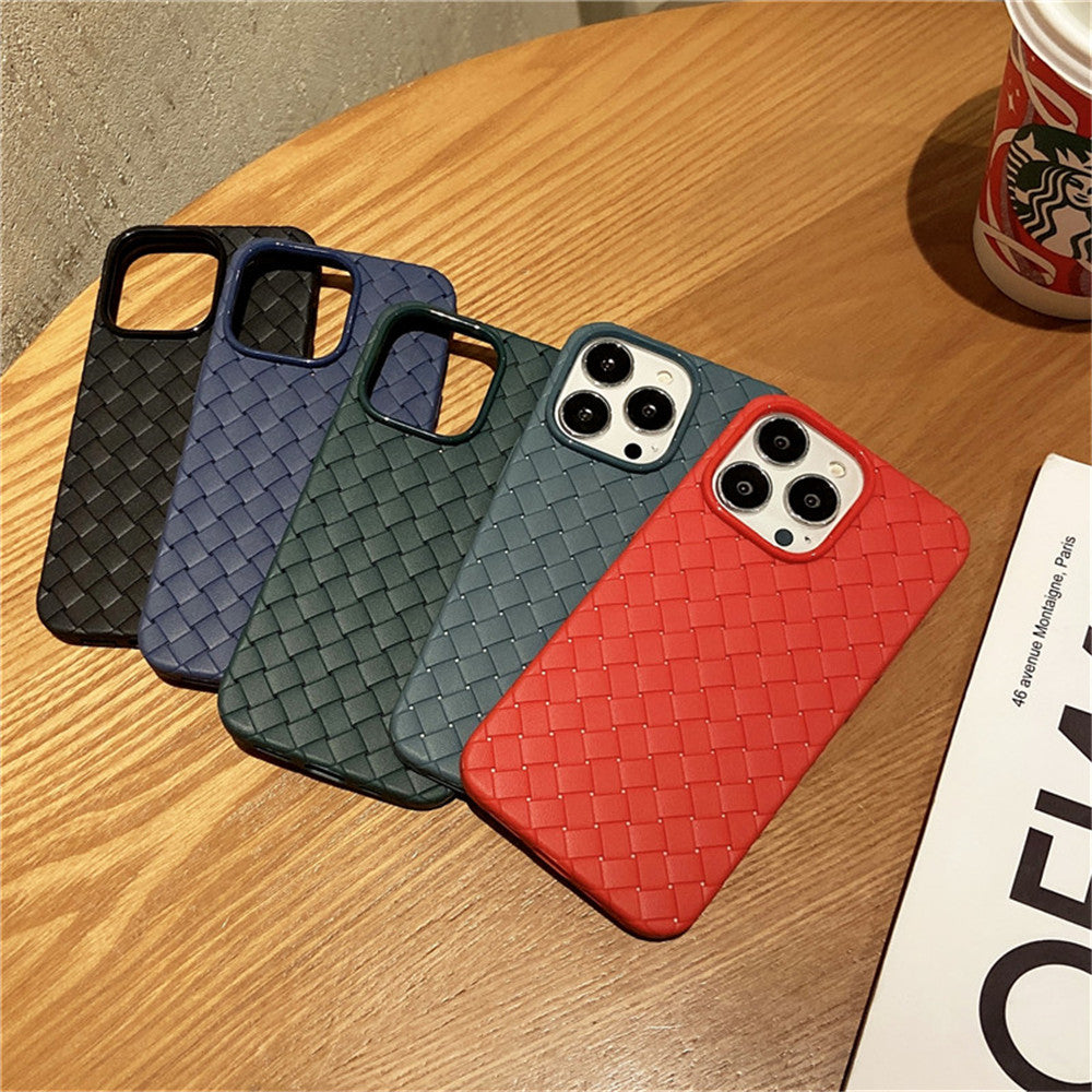 iPhone 12 Pro Max Cross Grid Weaving Pattern Design Silicone Case back Cover