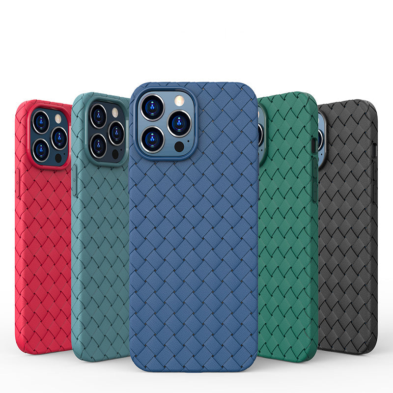 iPhone 13 Pro Max Cross Grid Weaving Pattern Design Silicone Case back Cover