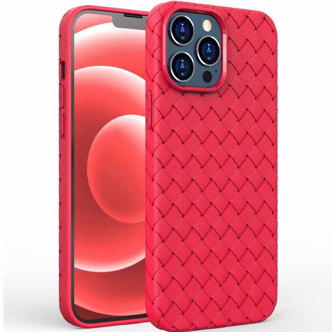 iPhone 13 Pro Max Cross Grid Weaving Pattern Design Silicone Case back Cover