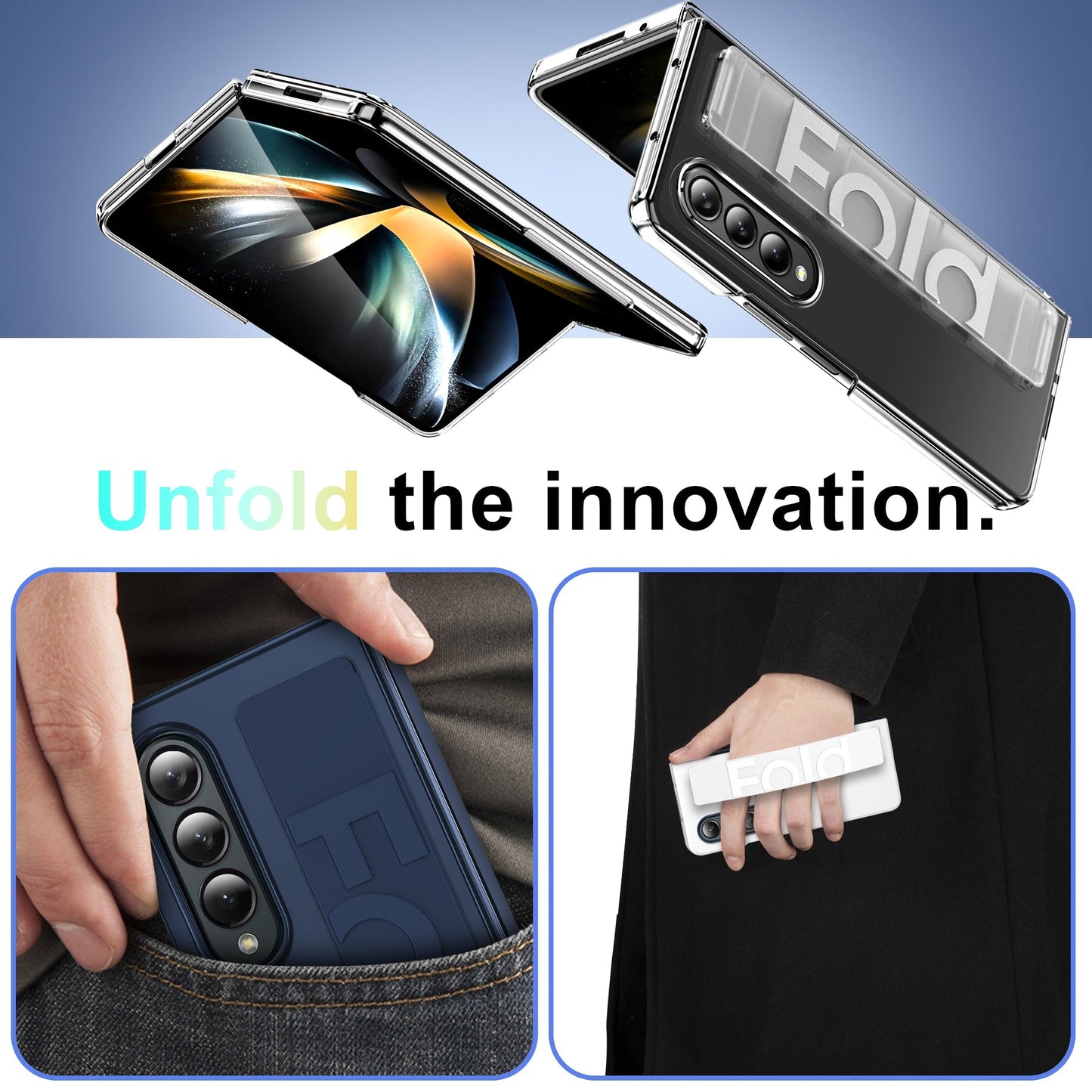 LEEKA Elastic Wristband Strap Silicone Fall Prevention Phone Case for Samsung Galaxy Z Fold 5