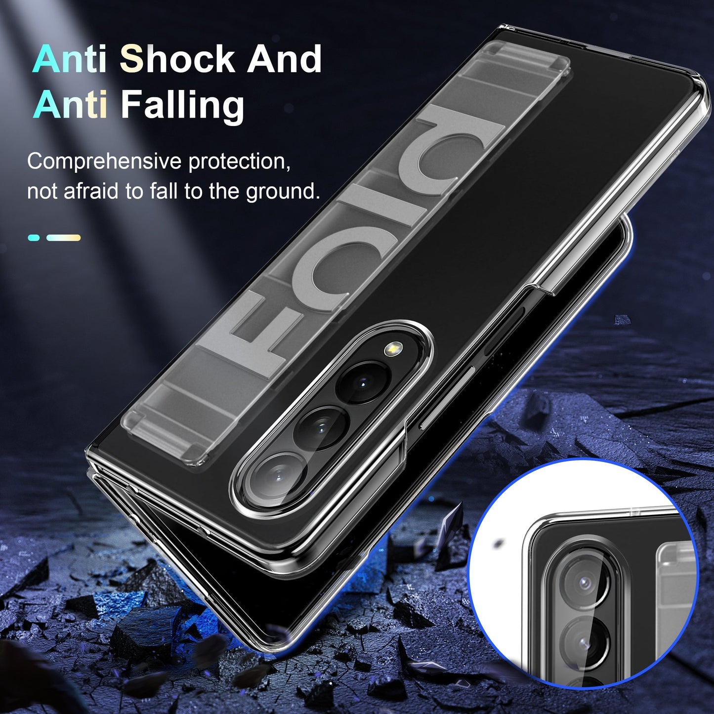 LEEKA Elastic Wristband Strap Silicone Fall Prevention Phone Case for Samsung Galaxy Z Fold 5