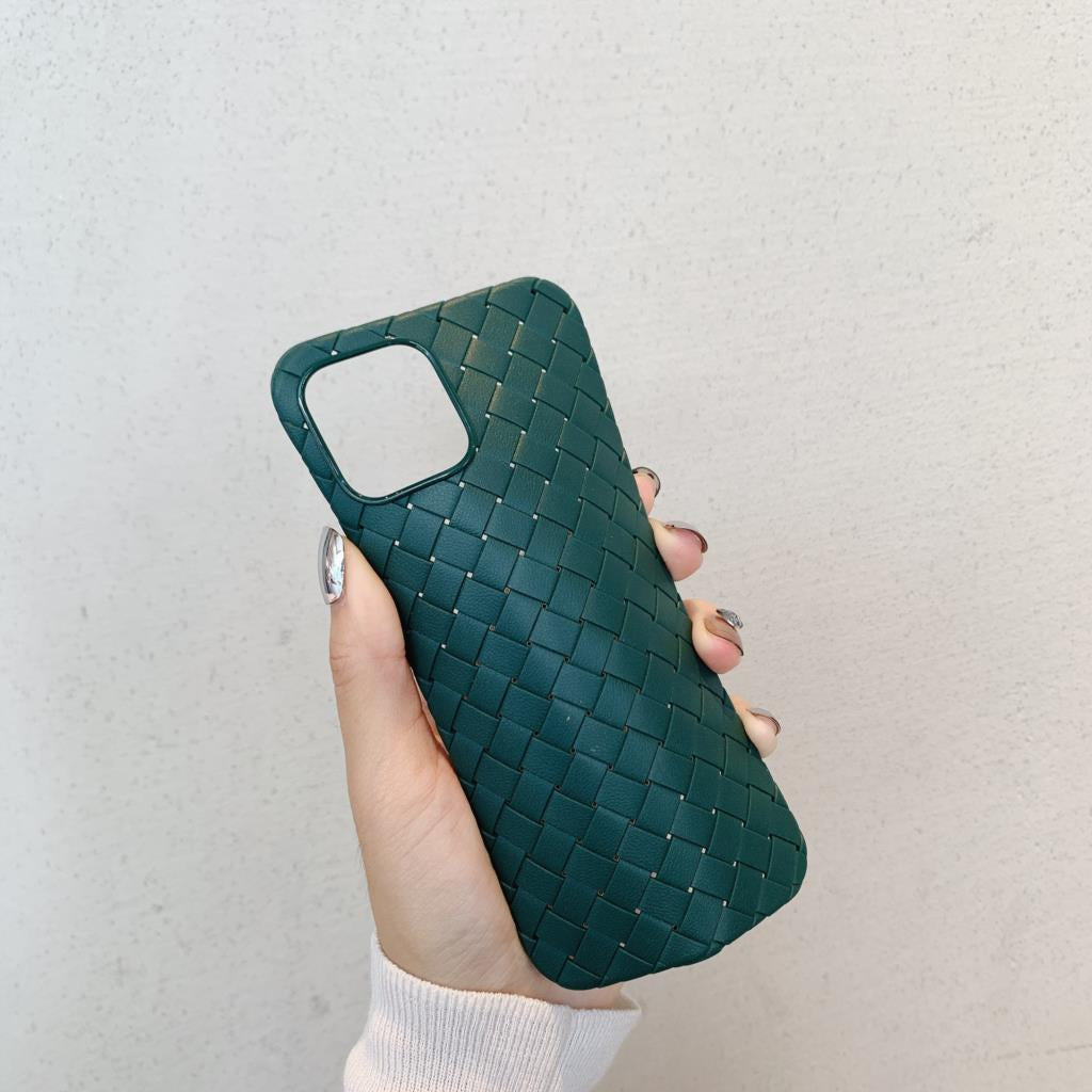 iPhone 14 Cross Grid Weaving Pattern Design Silicone Case back Cover