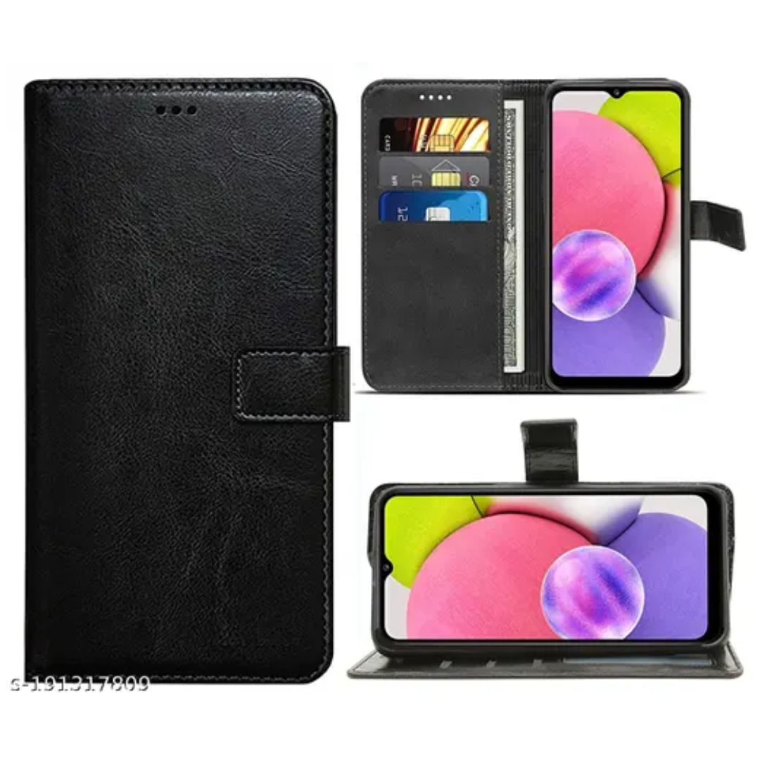 Samsung A03s / A02s / M02s Leather Pouch Case Premium Leather texture full cover