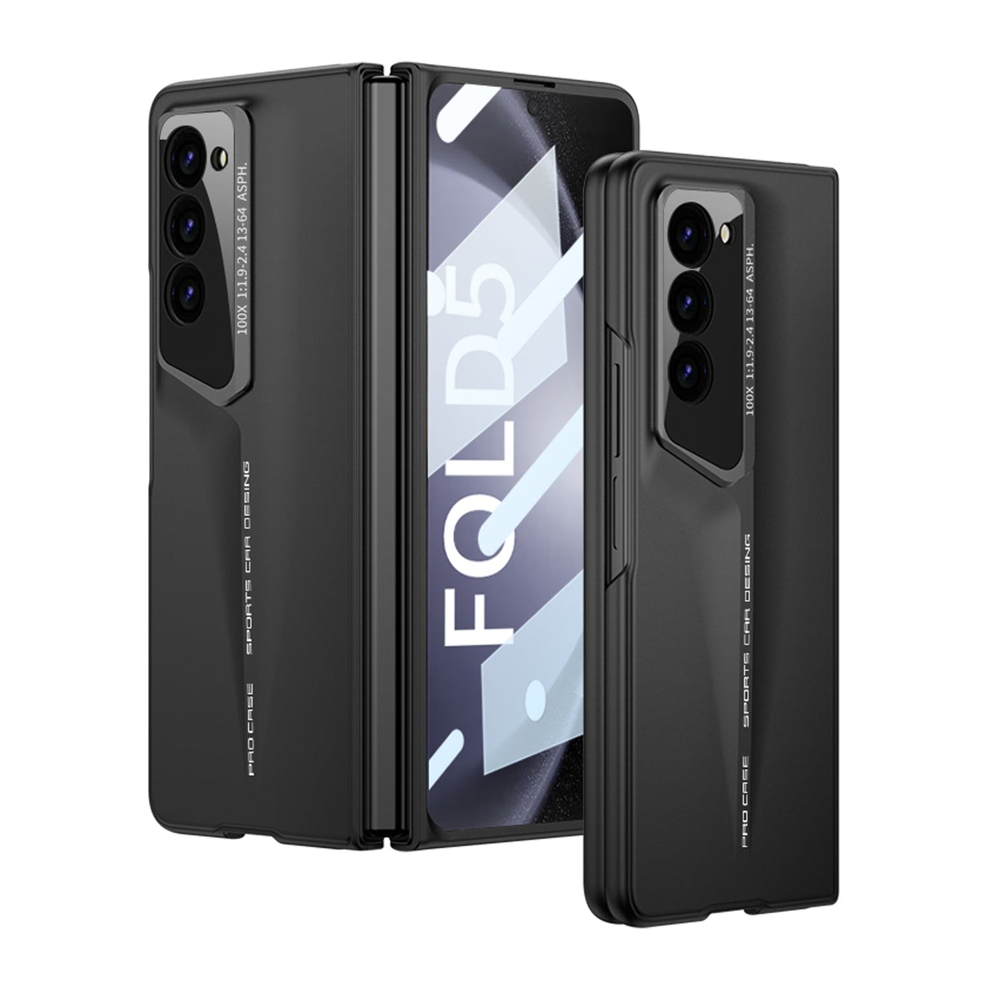 LEEKA Samsung Z Fold 5 case with Super Luxury Sport car fiber Pro case design with free inbuilt Screen Protector