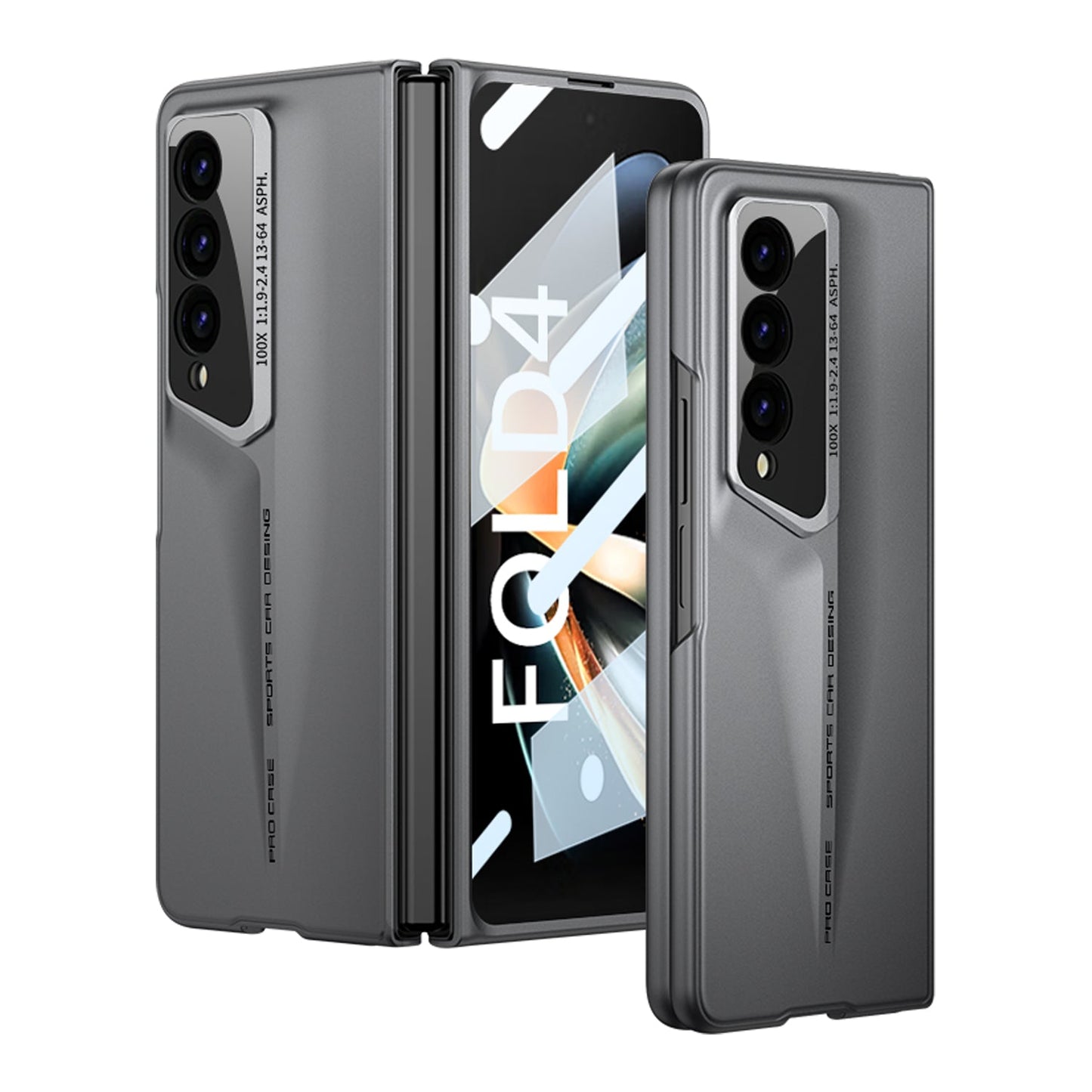 LEEKA Samsung Z Fold 4 case with Super Luxury Sport car fiber Pro case design with free inbuilt Screen Protector