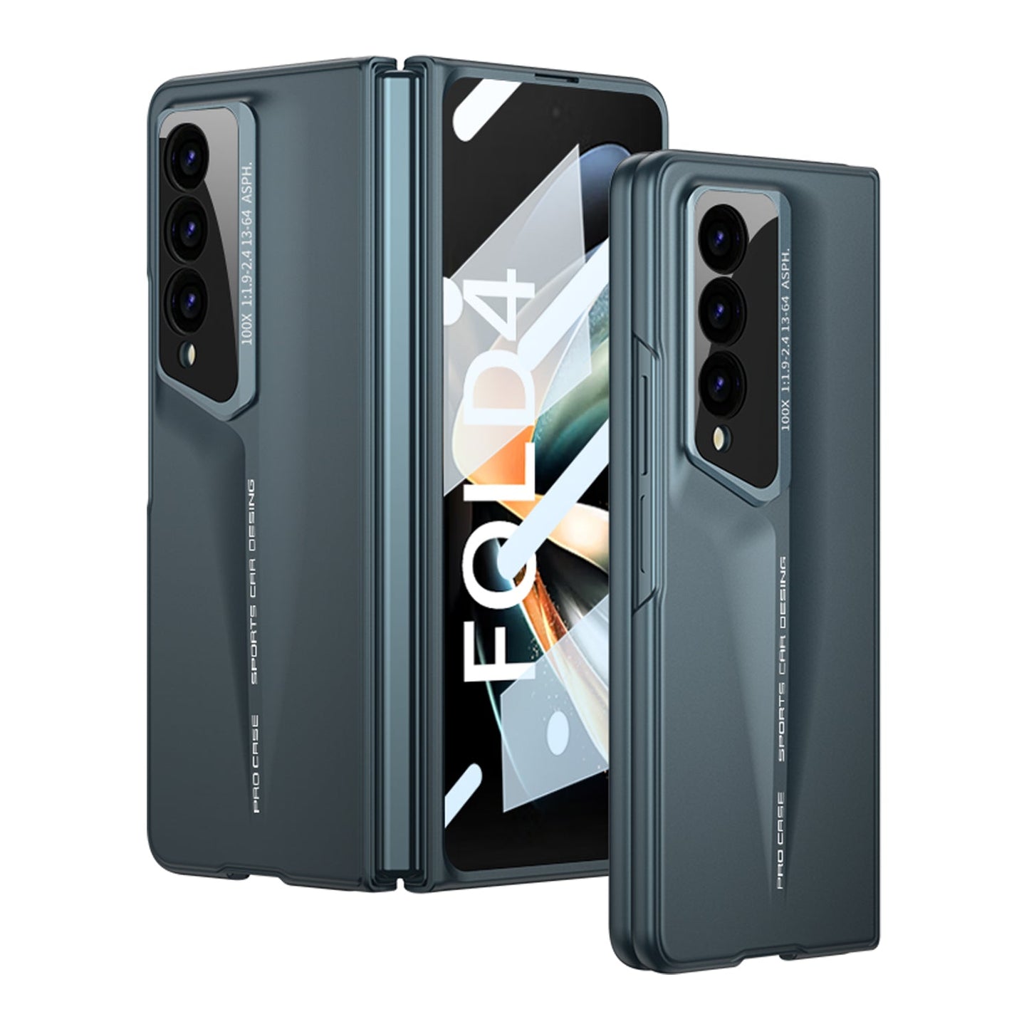 LEEKA Samsung Z Fold 4 case with Super Luxury Sport car fiber Pro case design with free inbuilt Screen Protector