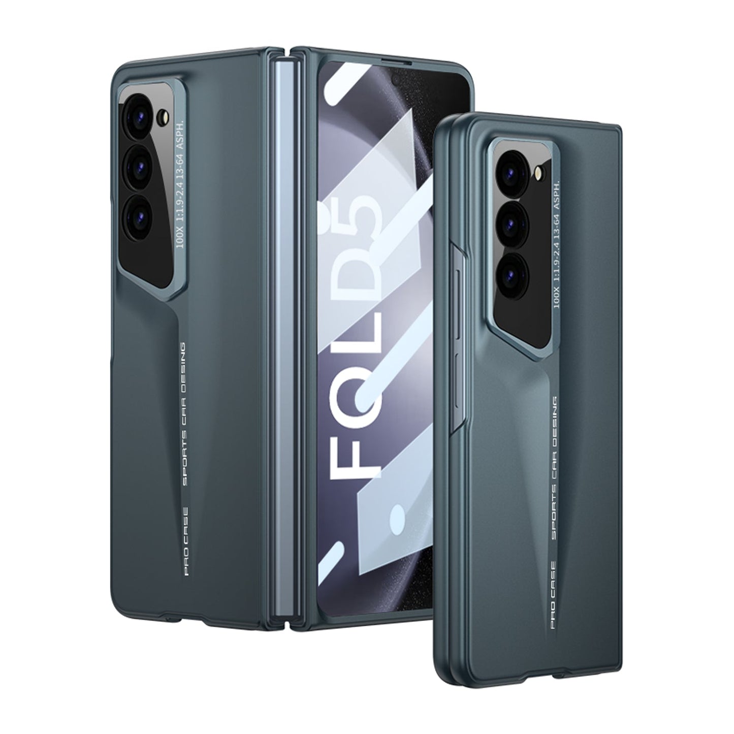LEEKA Samsung Z Fold 5 case with Super Luxury Sport car fiber Pro case design with free inbuilt Screen Protector