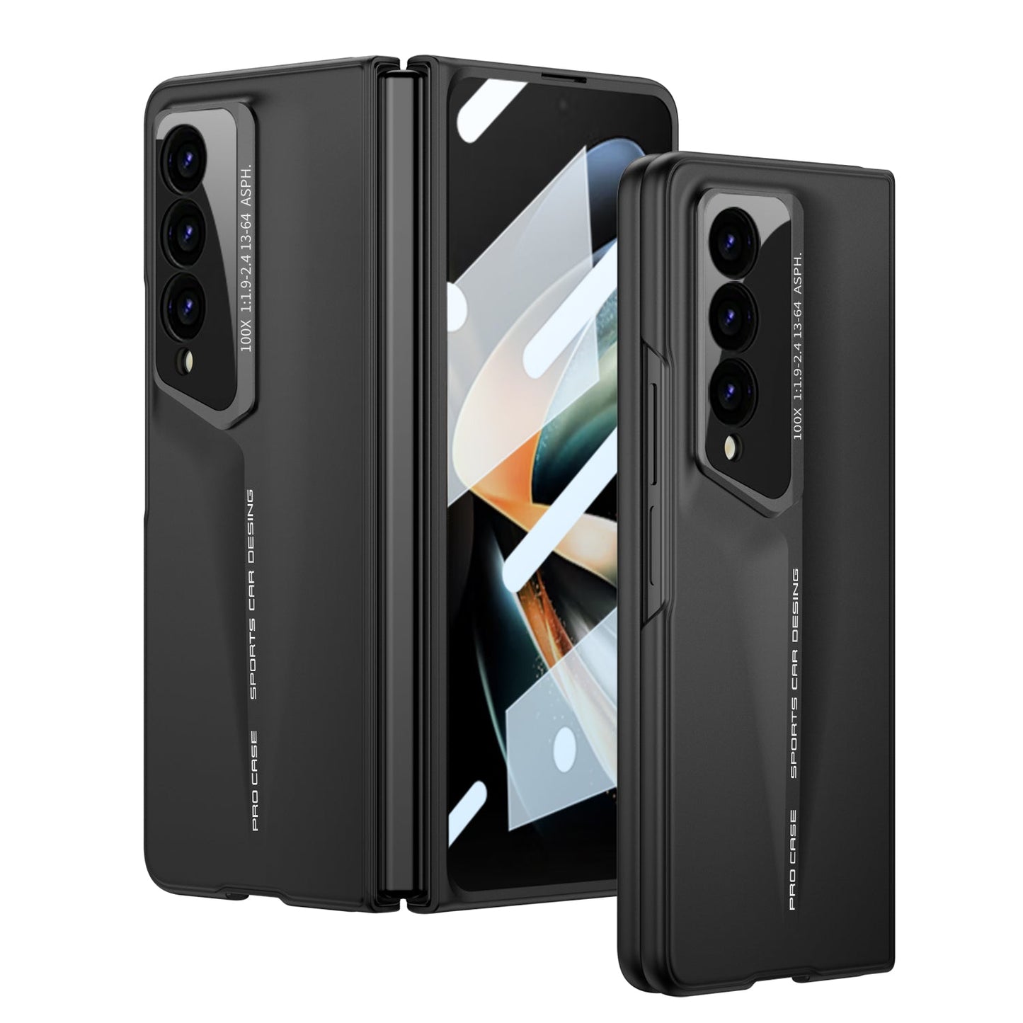 LEEKA Samsung Z Fold 3 case with Super Luxury Sport car fiber Pro case design with free inbuilt Screen Protector