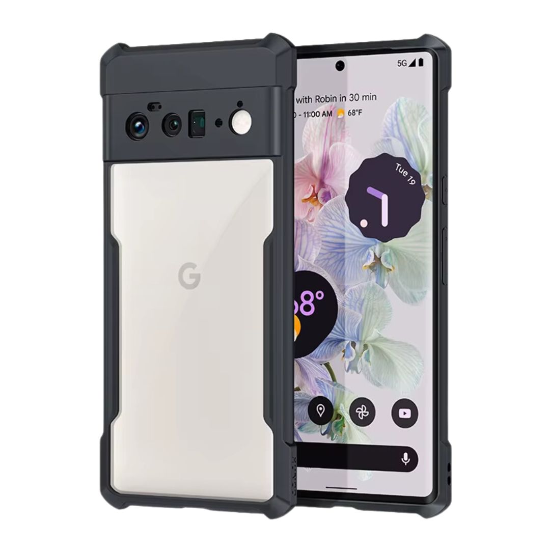 iPaky Google Pixel 6 Pro Shockproof Matte Black Border Camera lens Protection back cover Case