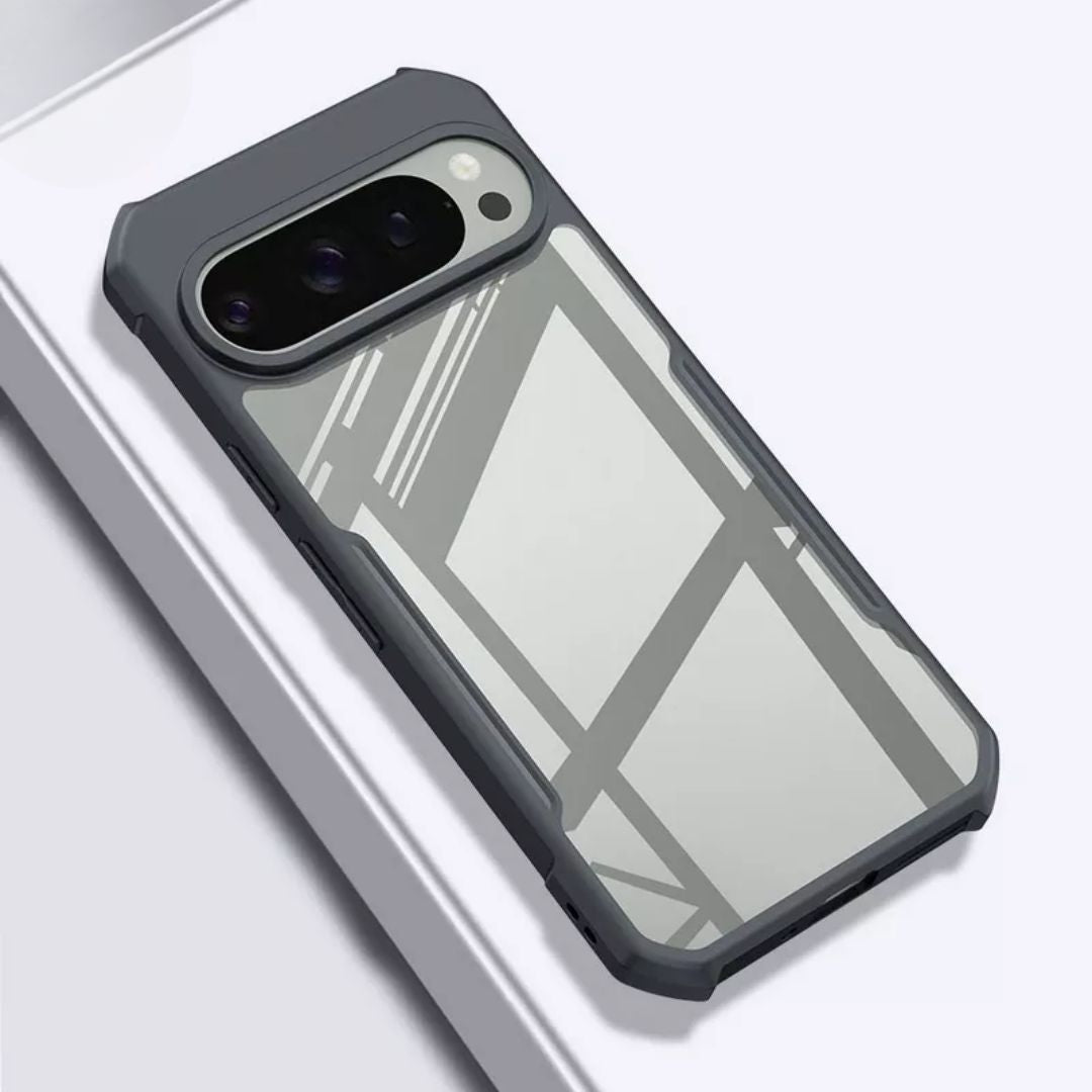 iPaky Google Pixel 9 Pro Shockproof Matte Black Border Camera lens Protection back cover Case