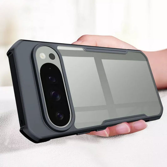 iPaky Google Pixel 9 Pro Shockproof Matte Black Border Camera lens Protection back cover Case