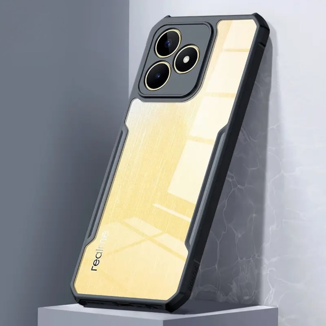 iPaky Realme C63 Shockproof Matte Black Border Camera lens Protection back cover Case