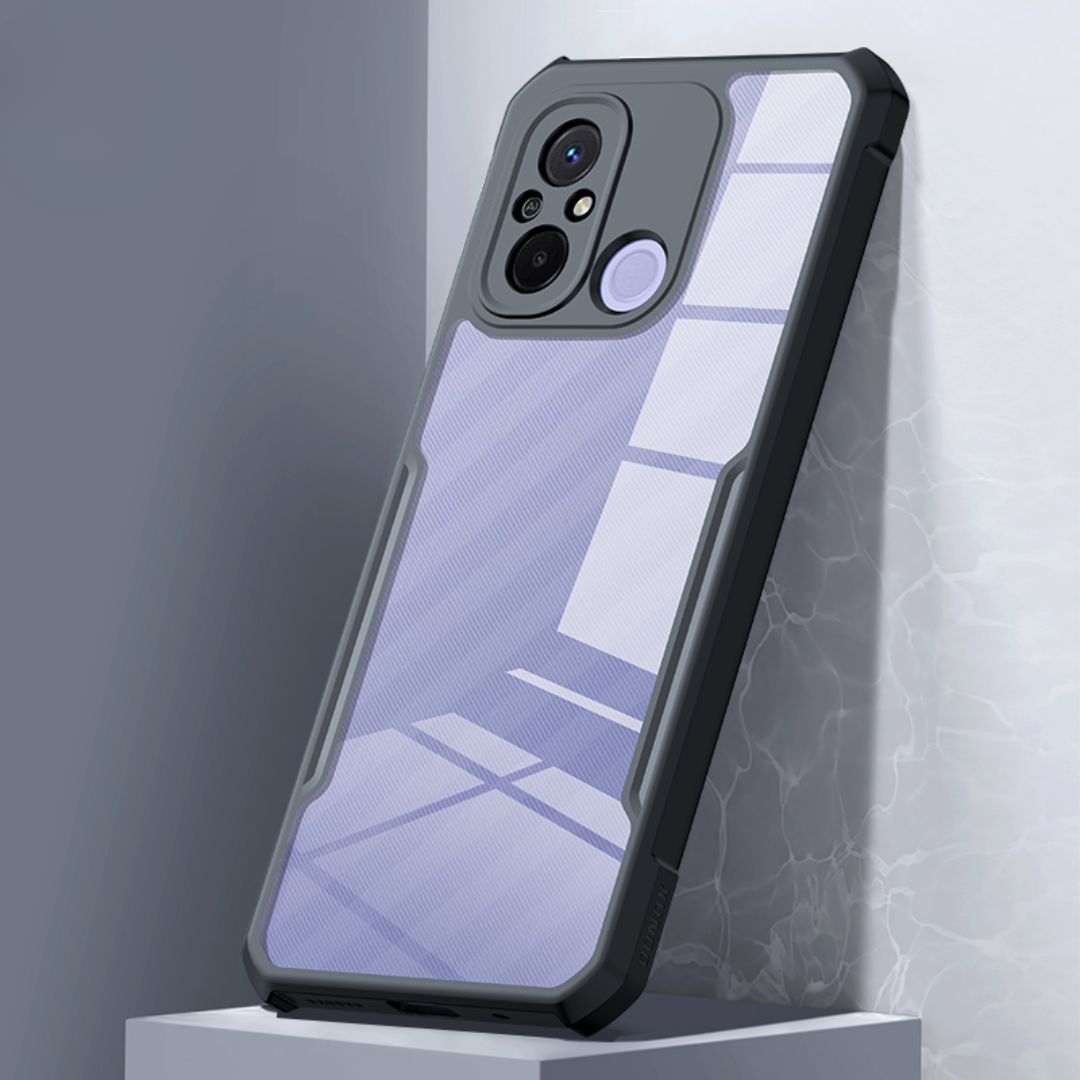 iPaky Redmi 12C Shockproof Matte Black Border Camera lens Protection back cover Case