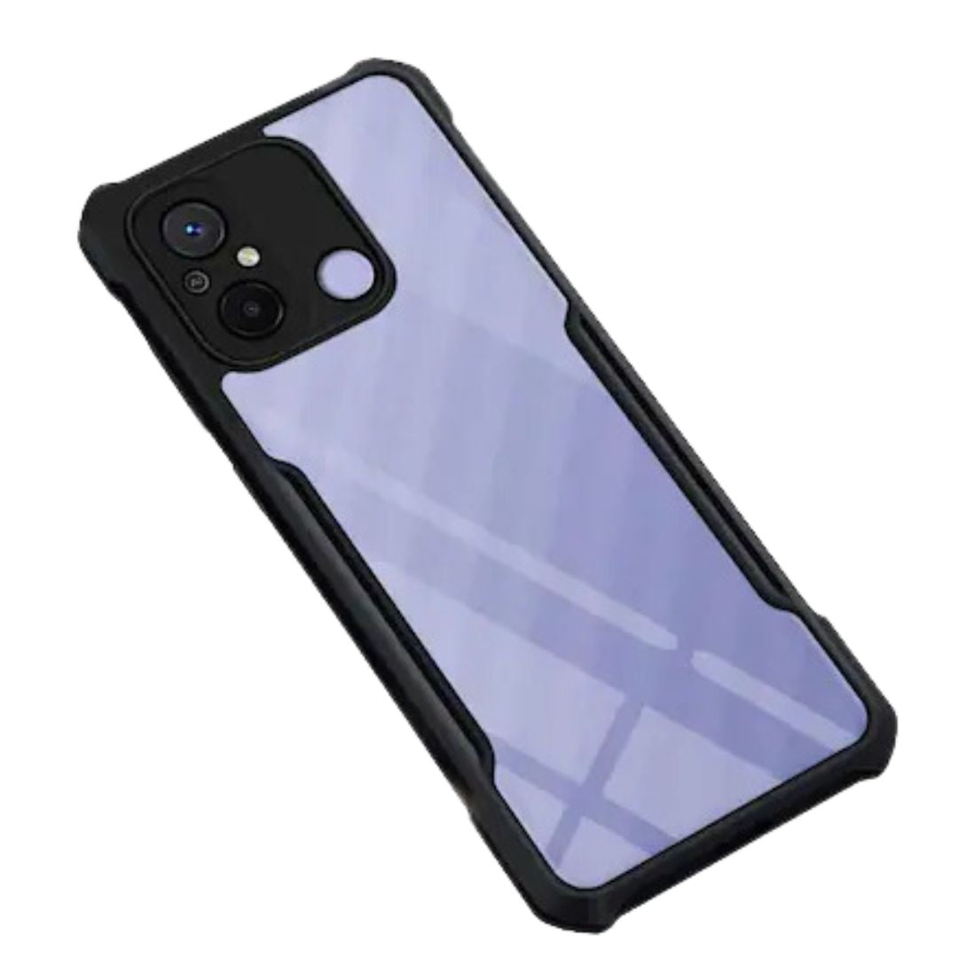iPaky Redmi 12C Shockproof Matte Black Border Camera lens Protection back cover Case