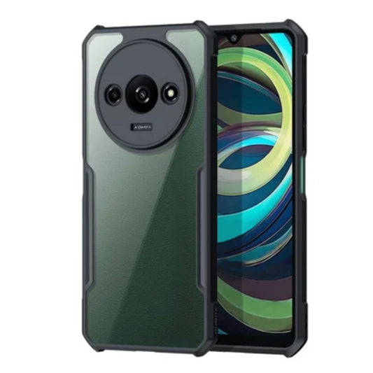 iPaky Redmi A3 Shockproof Matte Black Border Camera lens Protection back cover Case