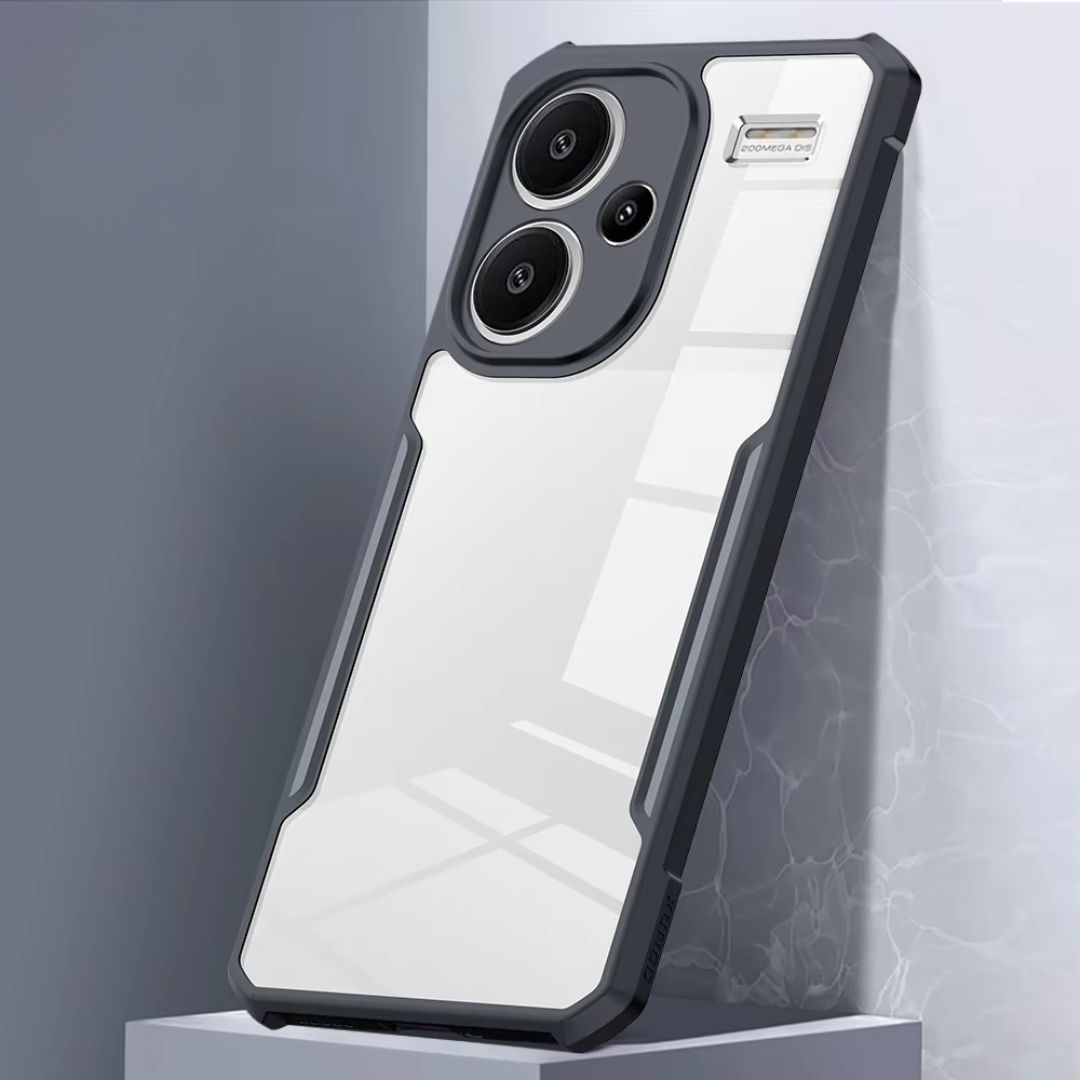 iPaky Redmi Note 13 Pro Plus Shockproof Matte Black Border Camera lens Protection back cover Case