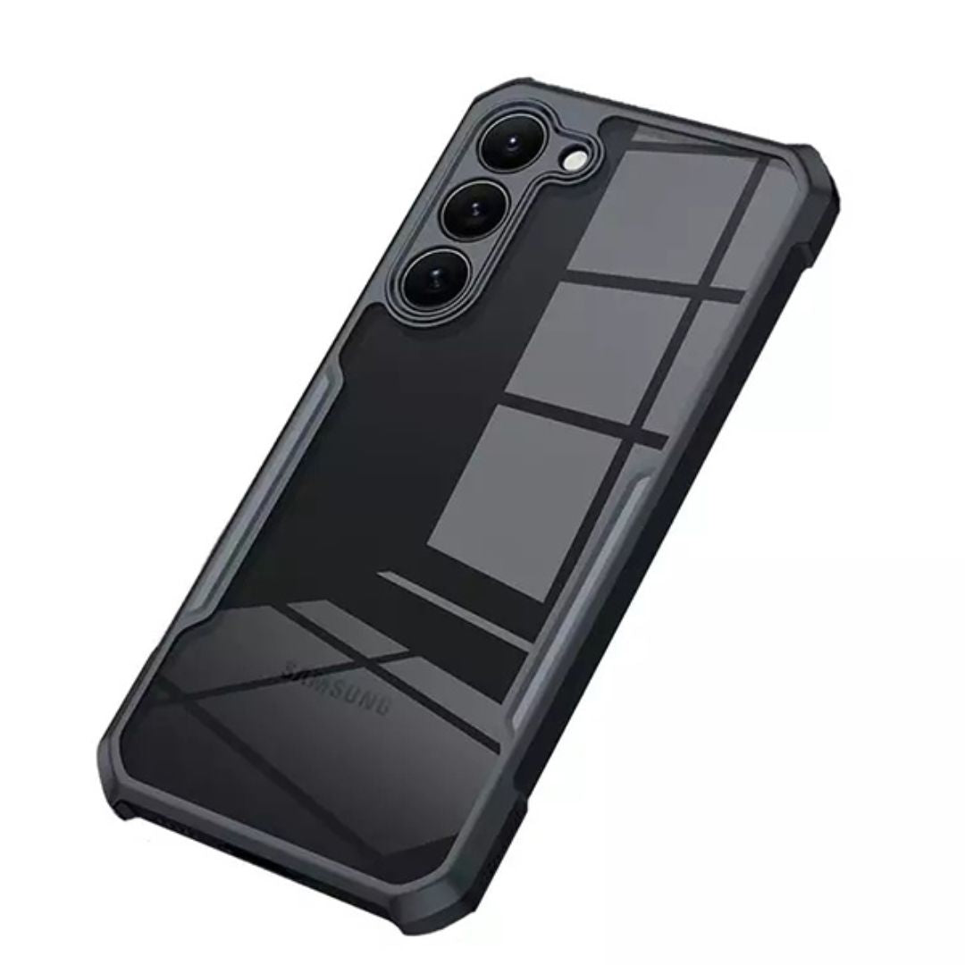 iPaky Samsung S23 Plus Shockproof Matte Black Border Camera lens Protection back cover Case