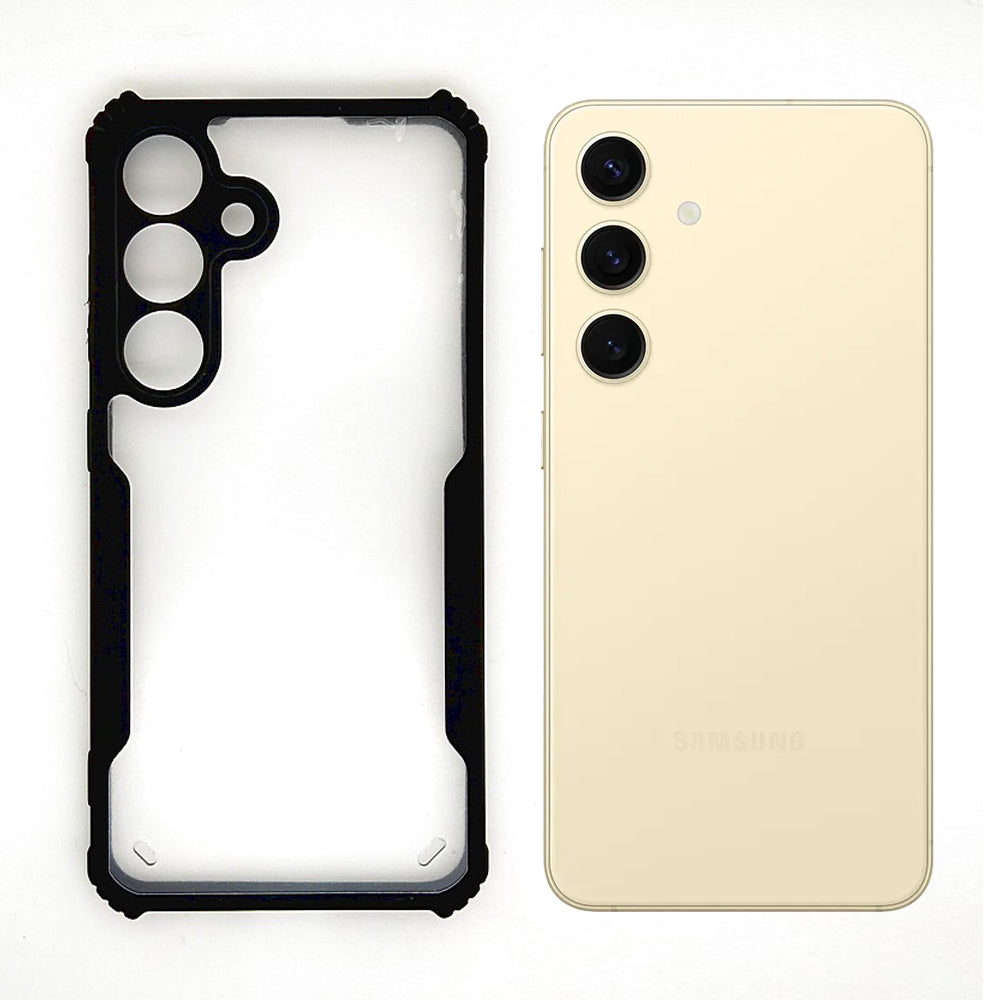 iPaky Samsung S24 Plus Shockproof Matte Black Border Camera lens Protection back cover Case