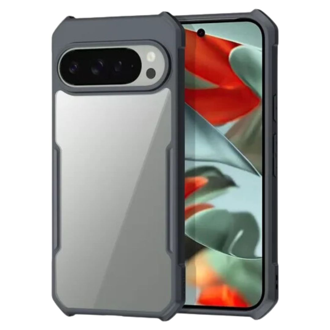 iPaky Google Pixel 9 Pro Shockproof Matte Black Border Camera lens Protection back cover Case