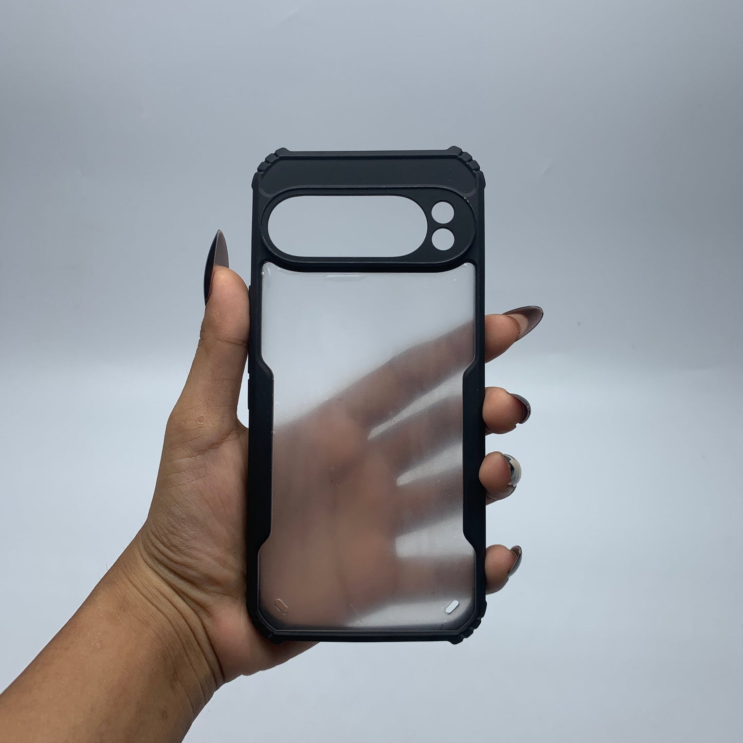 iPaky Google Pixel 9 Pro Shockproof Matte Black Border Camera lens Protection back cover Case