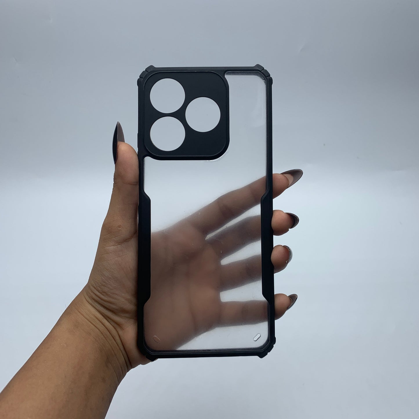 iPaky Realme C63 Shockproof Matte Black Border Camera lens Protection back cover Case
