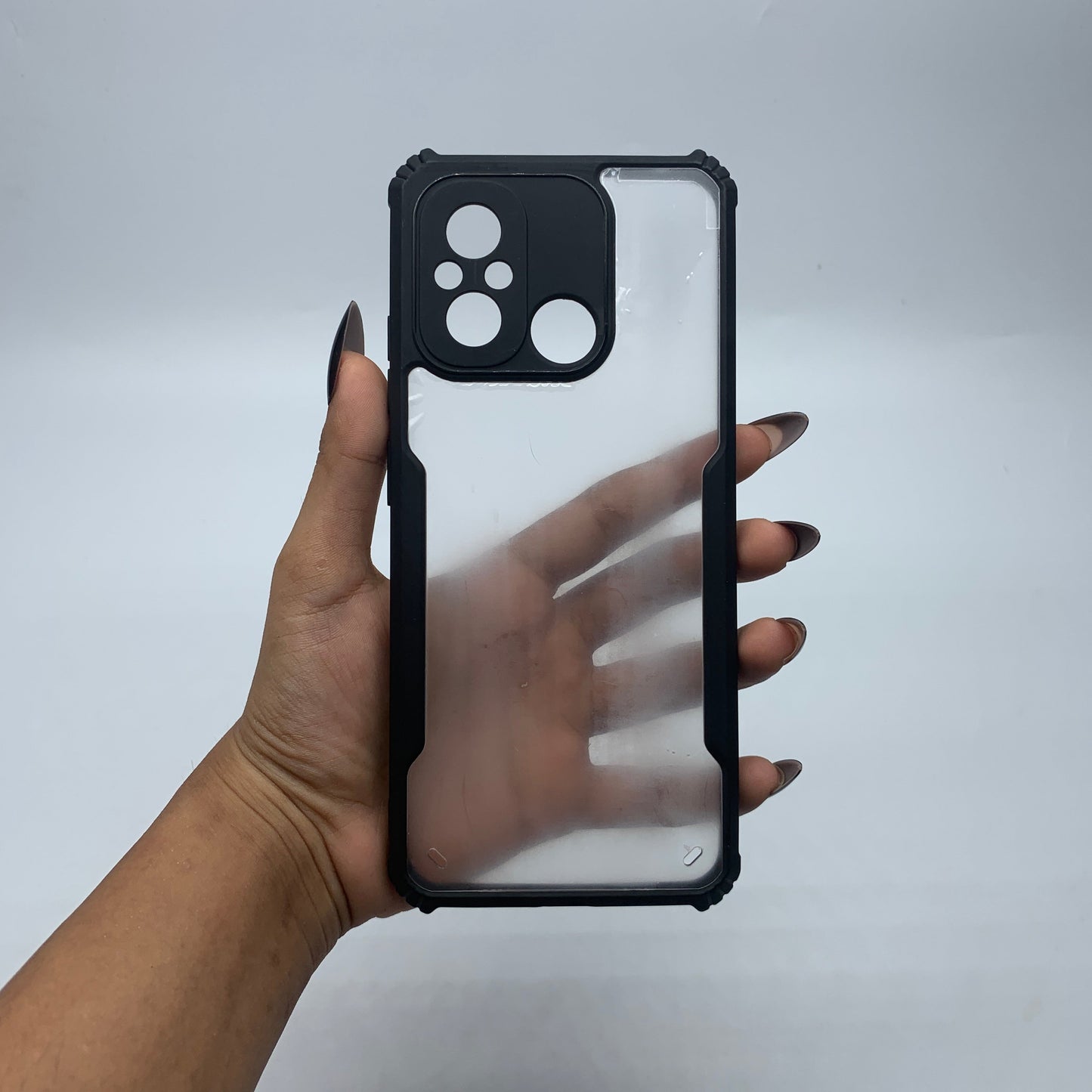 iPaky Redmi 12C Shockproof Matte Black Border Camera lens Protection back cover Case