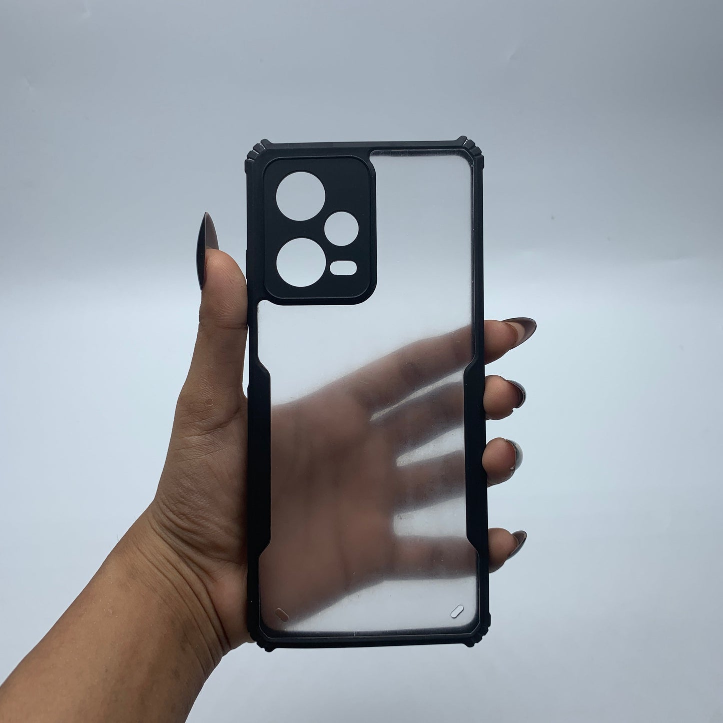 iPaky Redmi Note 12 Pro Shockproof Matte Black Border Camera lens Protection back cover Case