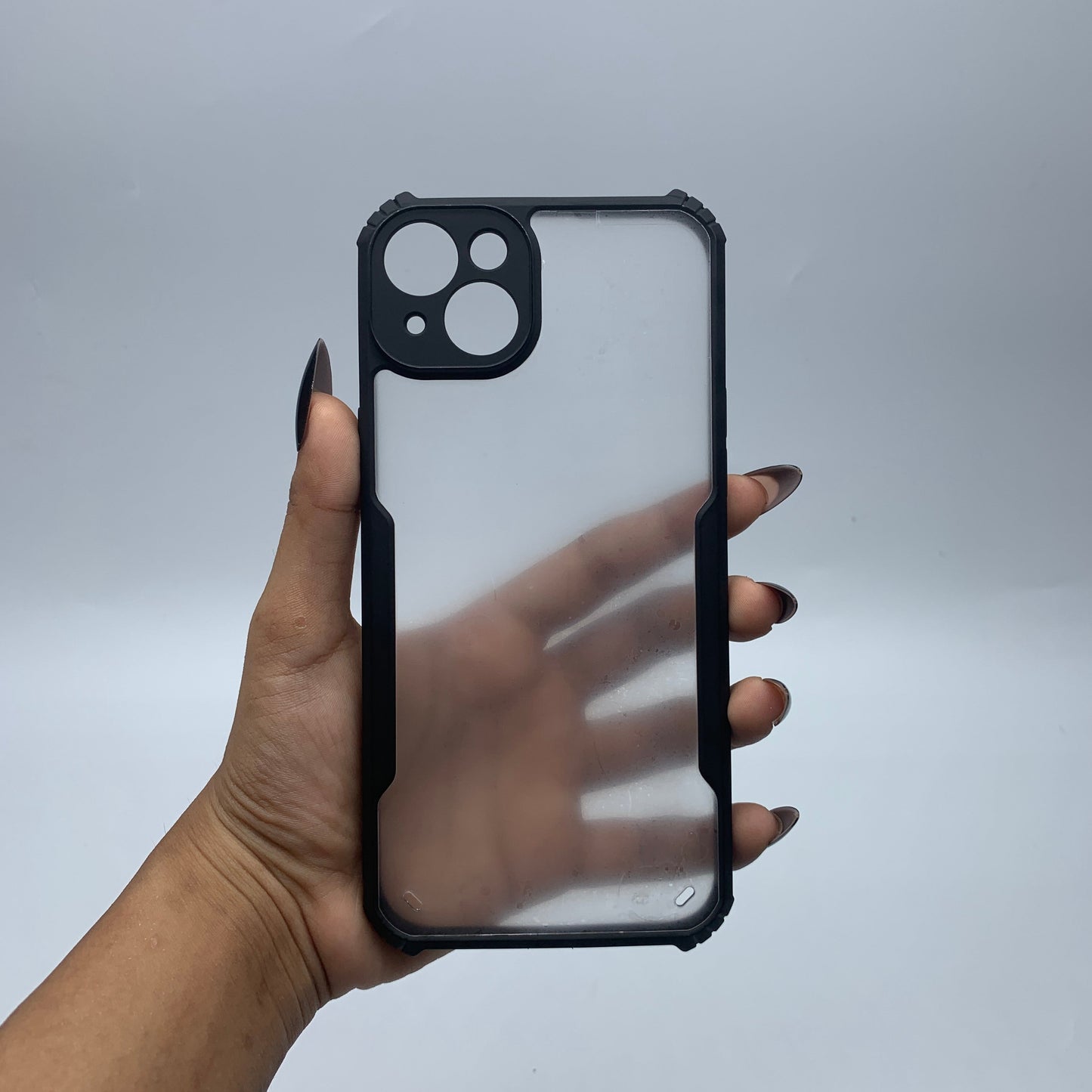 iPaky iPhone 15 Plus Shockproof Matte Black Border Camera lens Protection back cover Case
