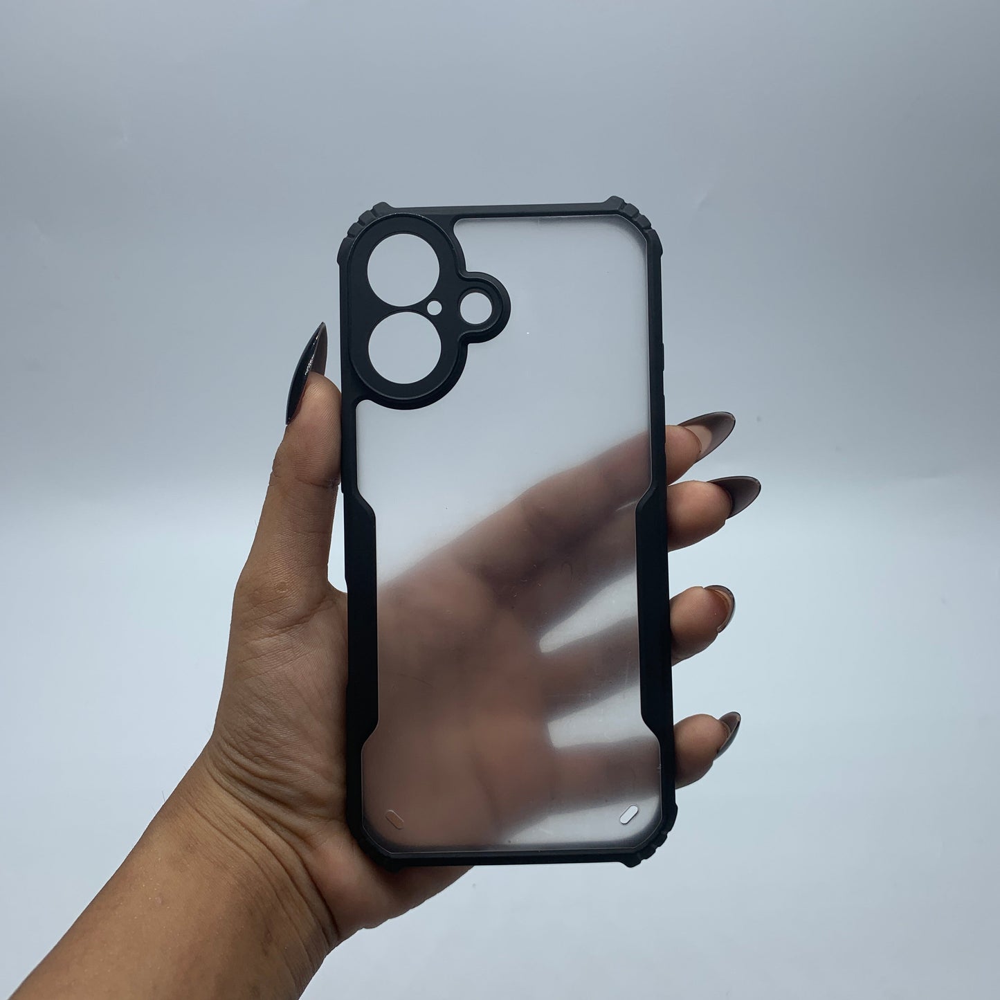 iPaky iPhone 16 Shockproof Matte Black Border Camera lens Protection back cover Case