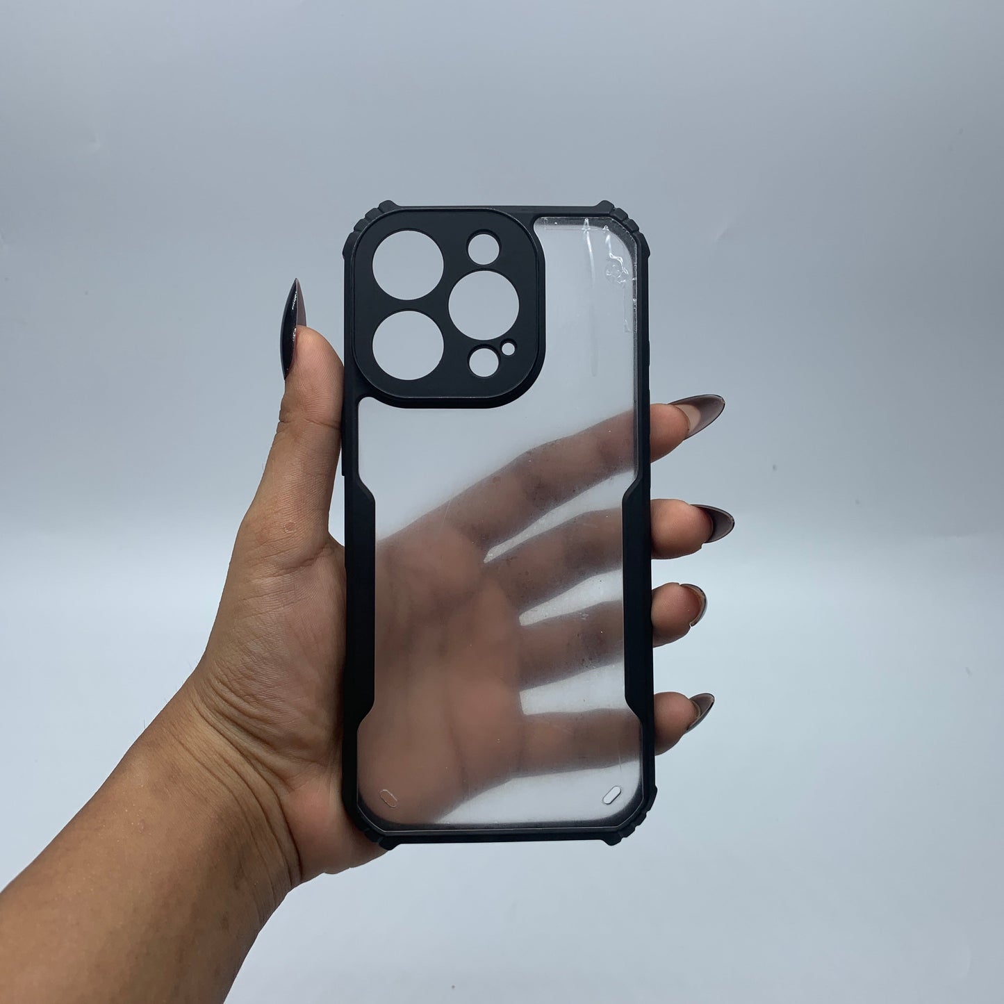 iPaky iPhone 16 Pro Shockproof Matte Black Border Camera lens Protection back cover Case