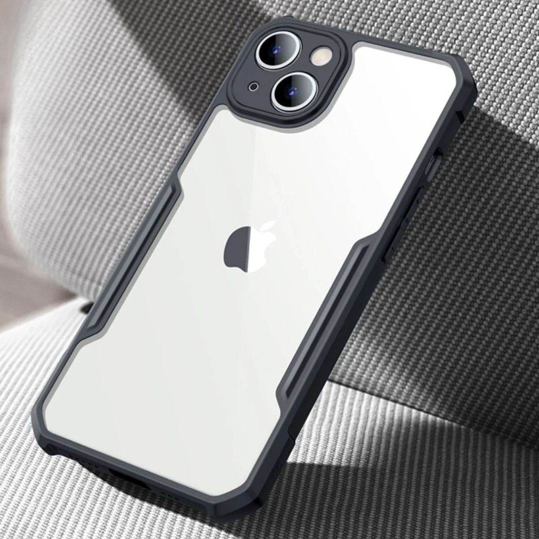 iPaky iPhone 15 Plus Shockproof Matte Black Border Camera lens Protection back cover Case