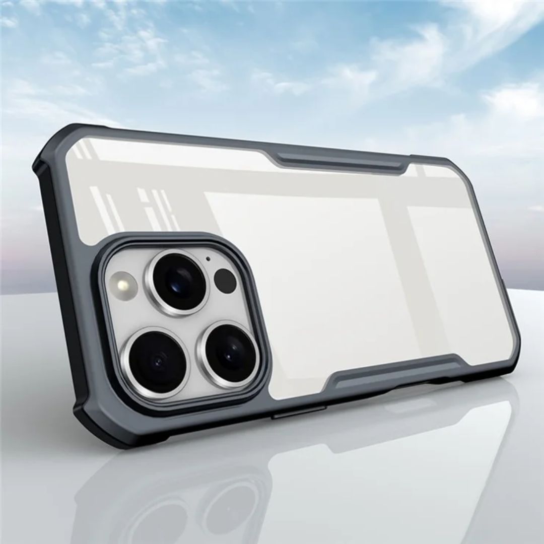iPaky iPhone 16 Pro Shockproof Matte Black Border Camera lens Protection back cover Case