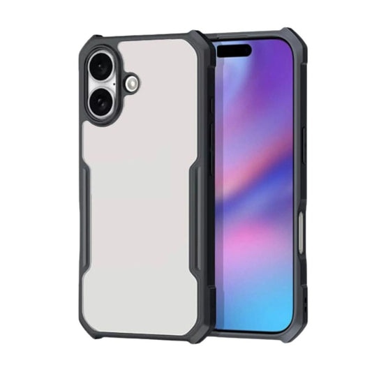 iPaky iPhone 16 Shockproof Matte Black Border Camera lens Protection back cover Case