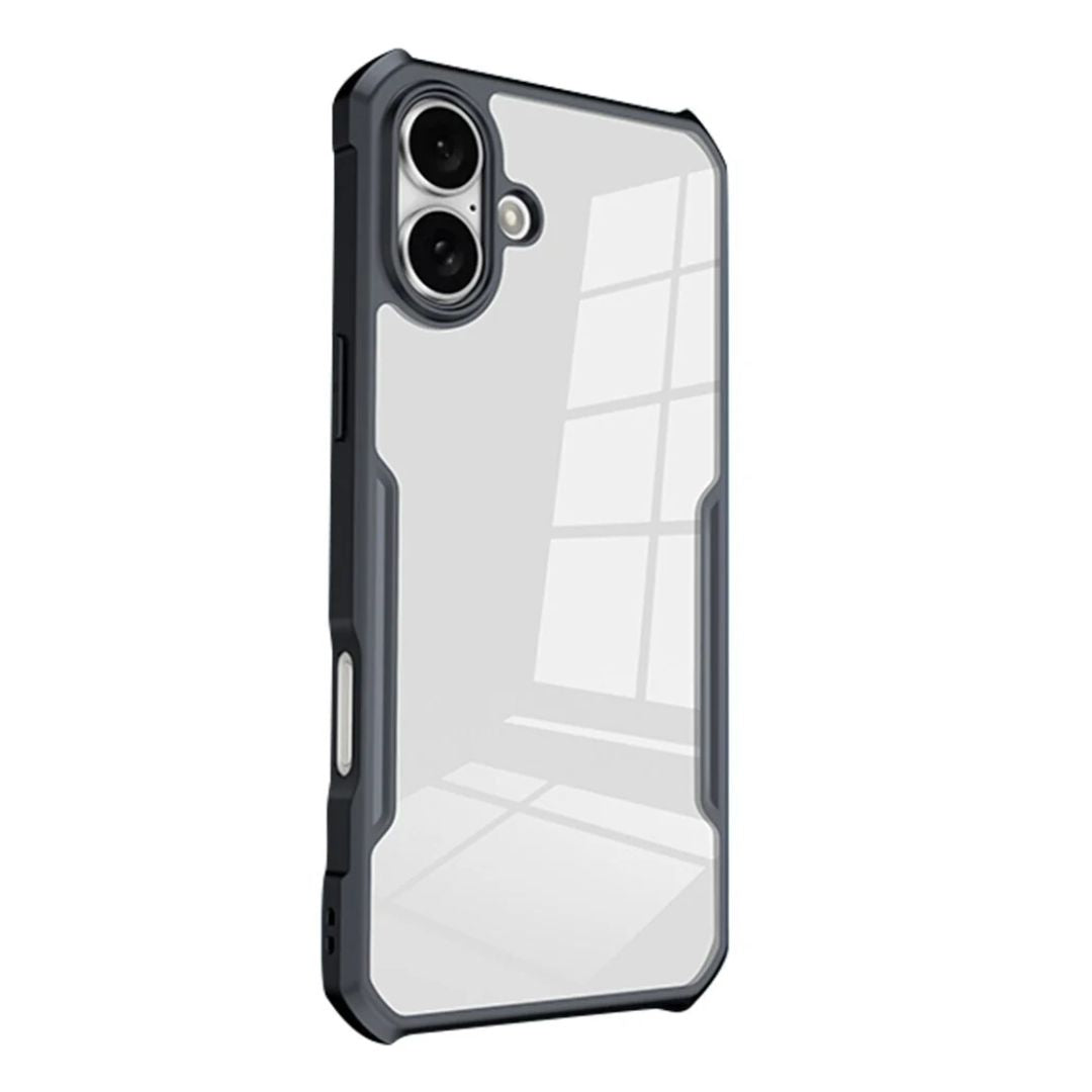iPaky iPhone 16 Shockproof Matte Black Border Camera lens Protection back cover Case