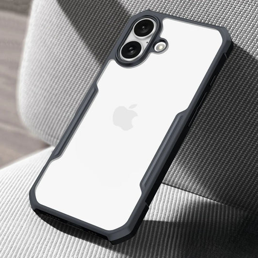iPaky iPhone 16 Shockproof Matte Black Border Camera lens Protection back cover Case