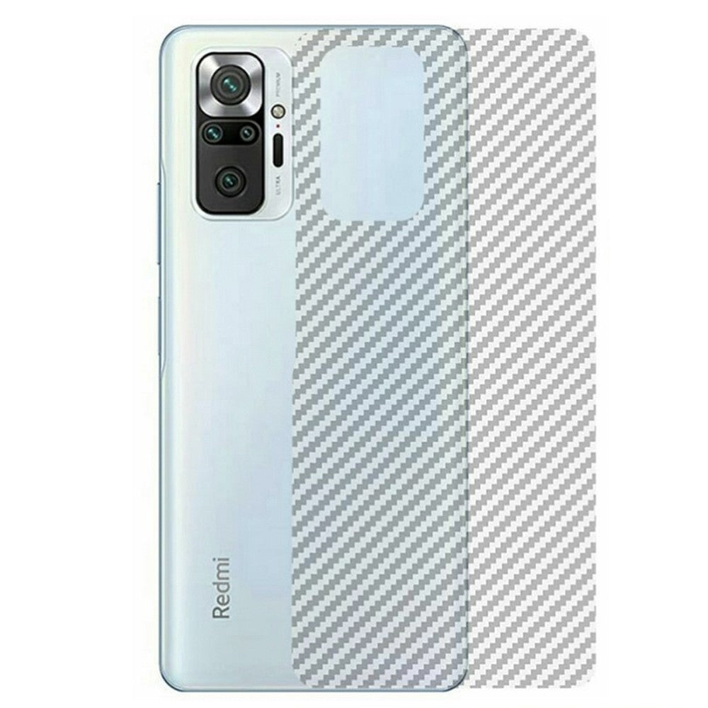 Combo Pack of Tempered Glass Screen Protector, Carbon Fiber Back Sticker, Camera lens Clear Glass Bundel for Redmi Note 10