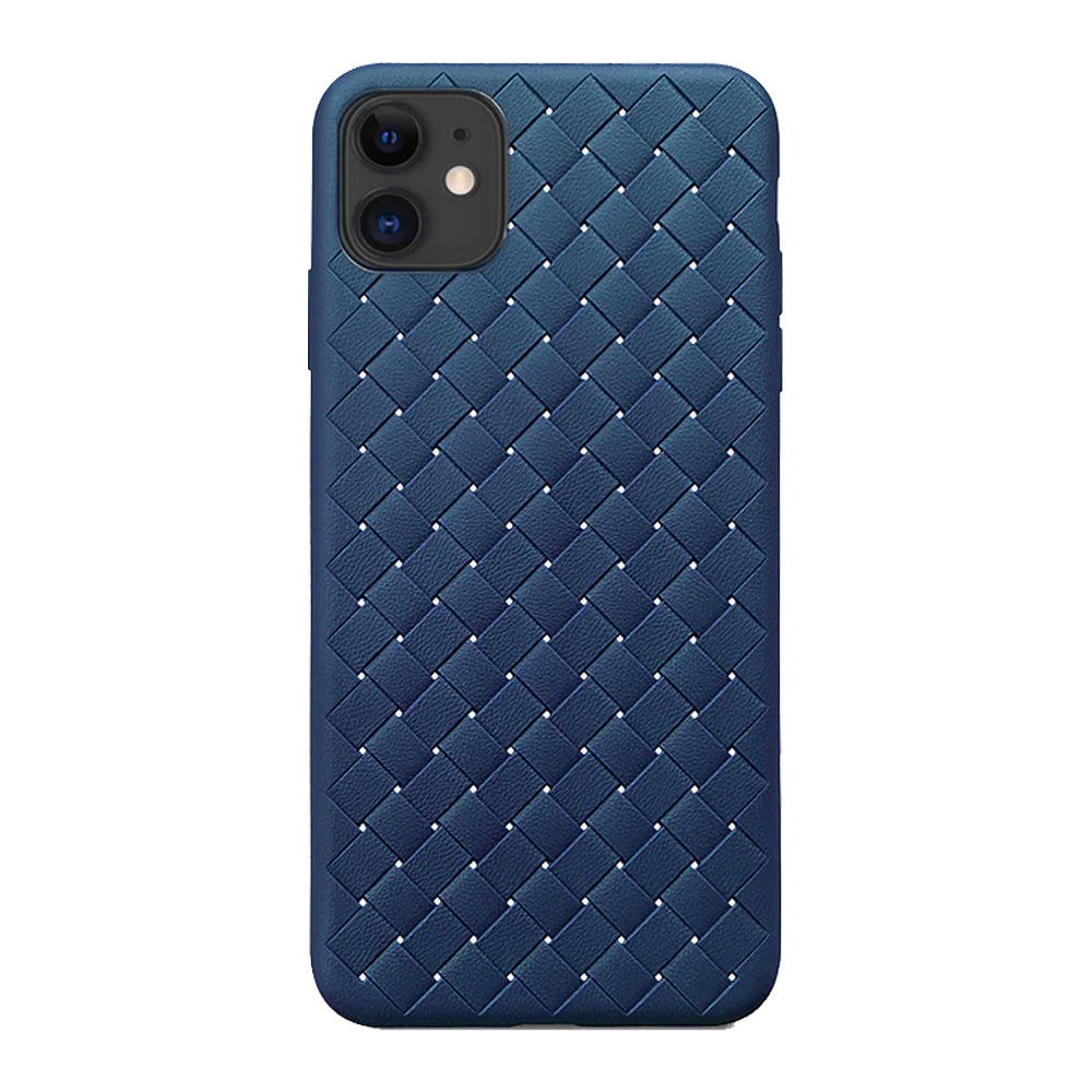 iPhone 12 Cross Grid Weaving Pattern Design Silicone Case back Cover