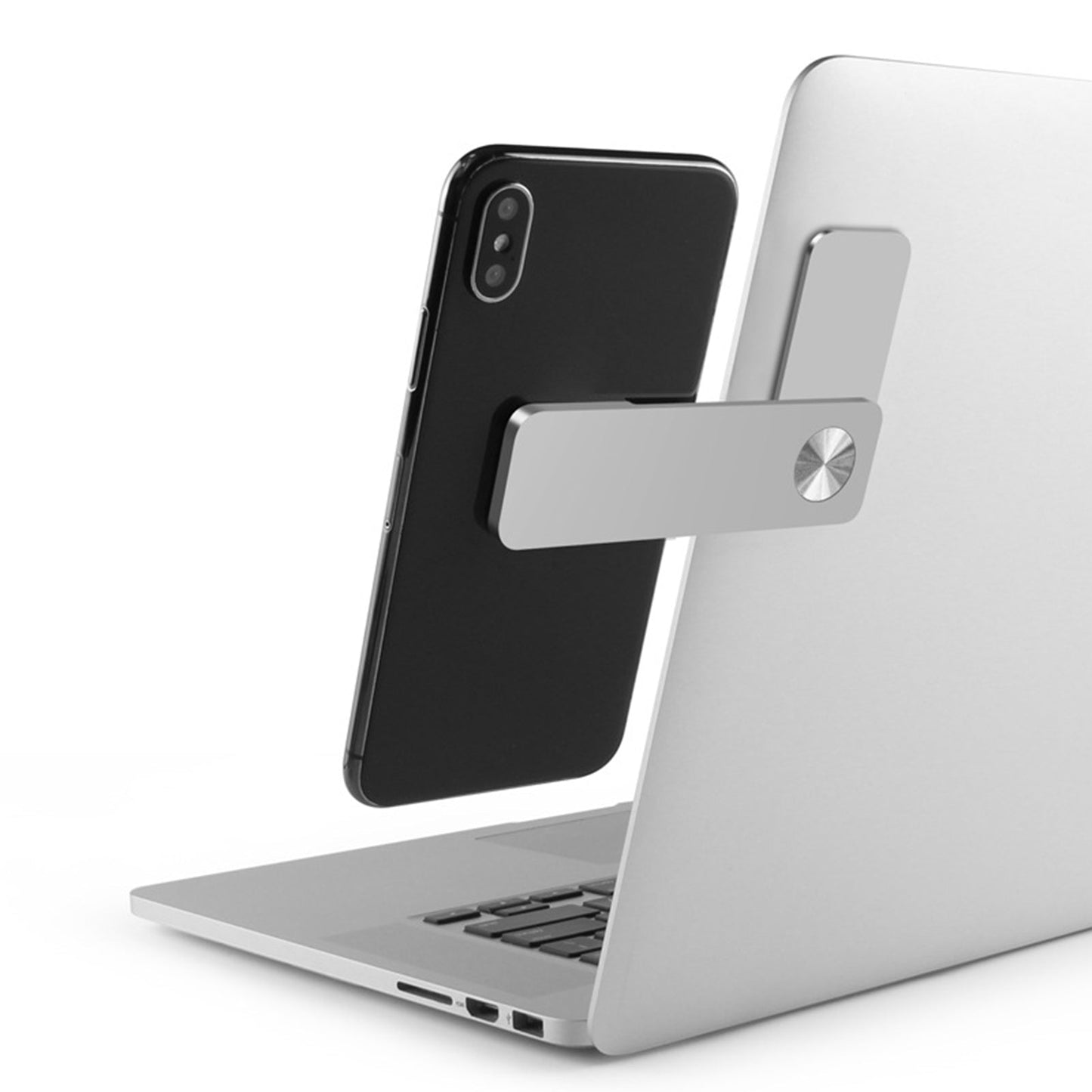 Adjustable Magnetic Folding Laptop Screen Support and Phone/Tablet Side Mount Holder Bracket