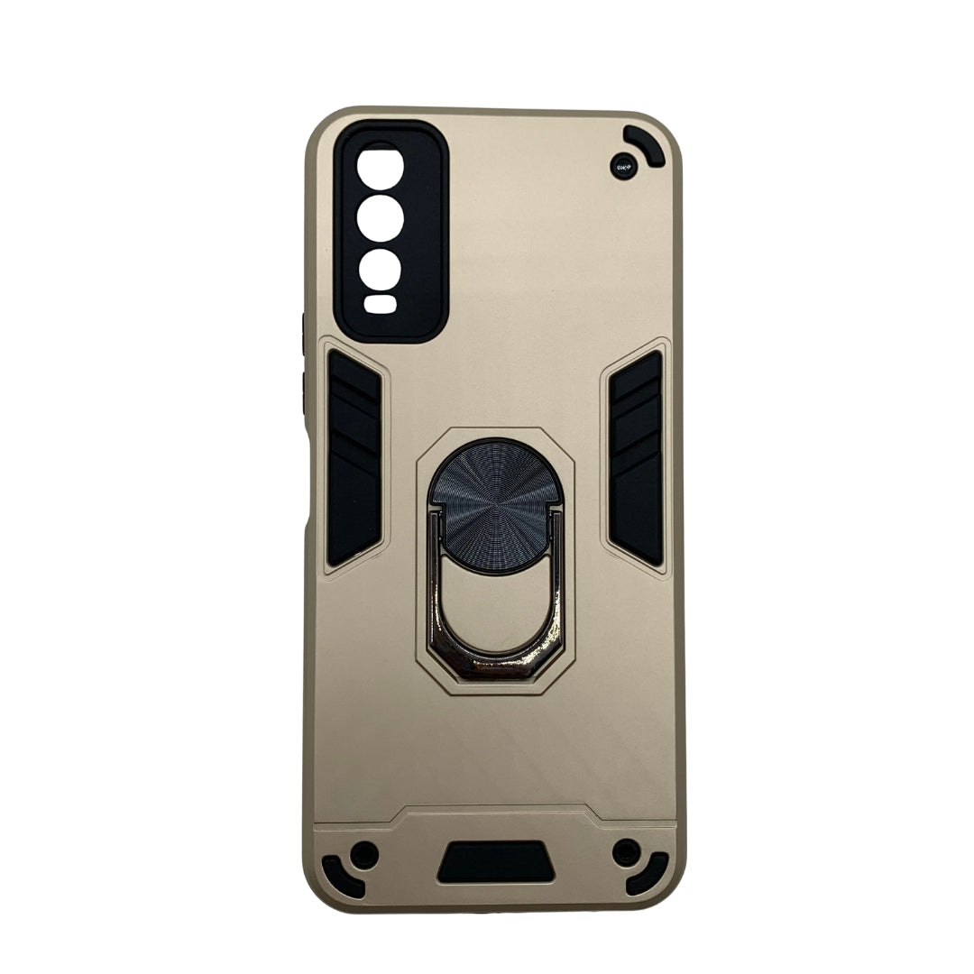 Vivo Y12s Hard PC Case with Ring Holder - Shockproof Armour Back Cover